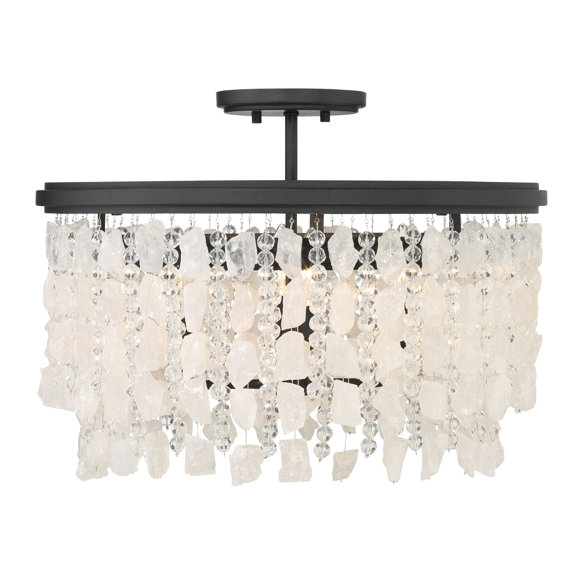 Shimmering Elegance 20" 4-Light Semi-Flush Mount, Sand Coal Finish with Crystals and Beads