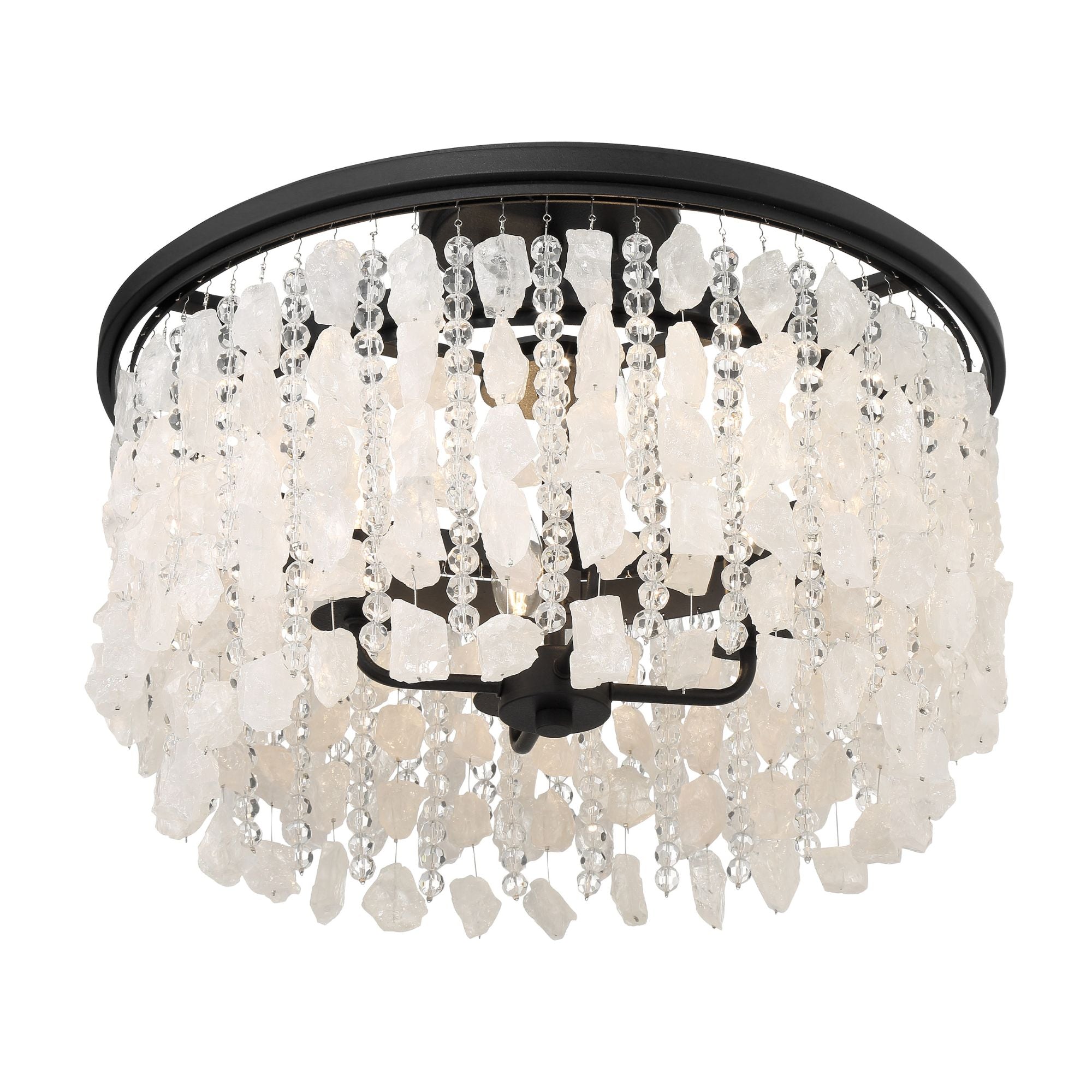 Shimmering Elegance 20" 4-Light Semi-Flush Mount, Sand Coal Finish with Crystals and Beads
