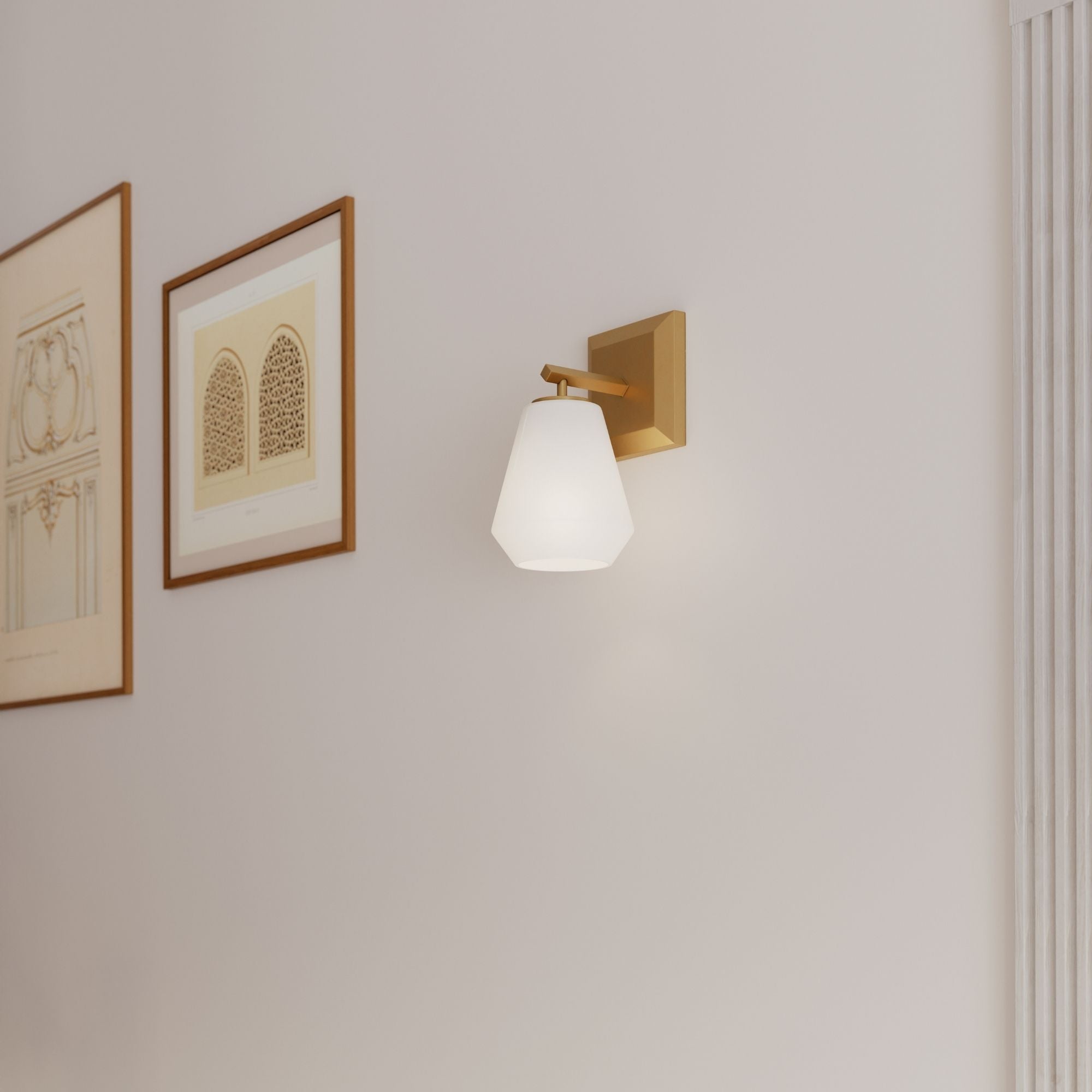 Minka-Lavery Siena 9.5 in. Bathroom Vanity Light, Legacy Brass with Alabaster Glass
