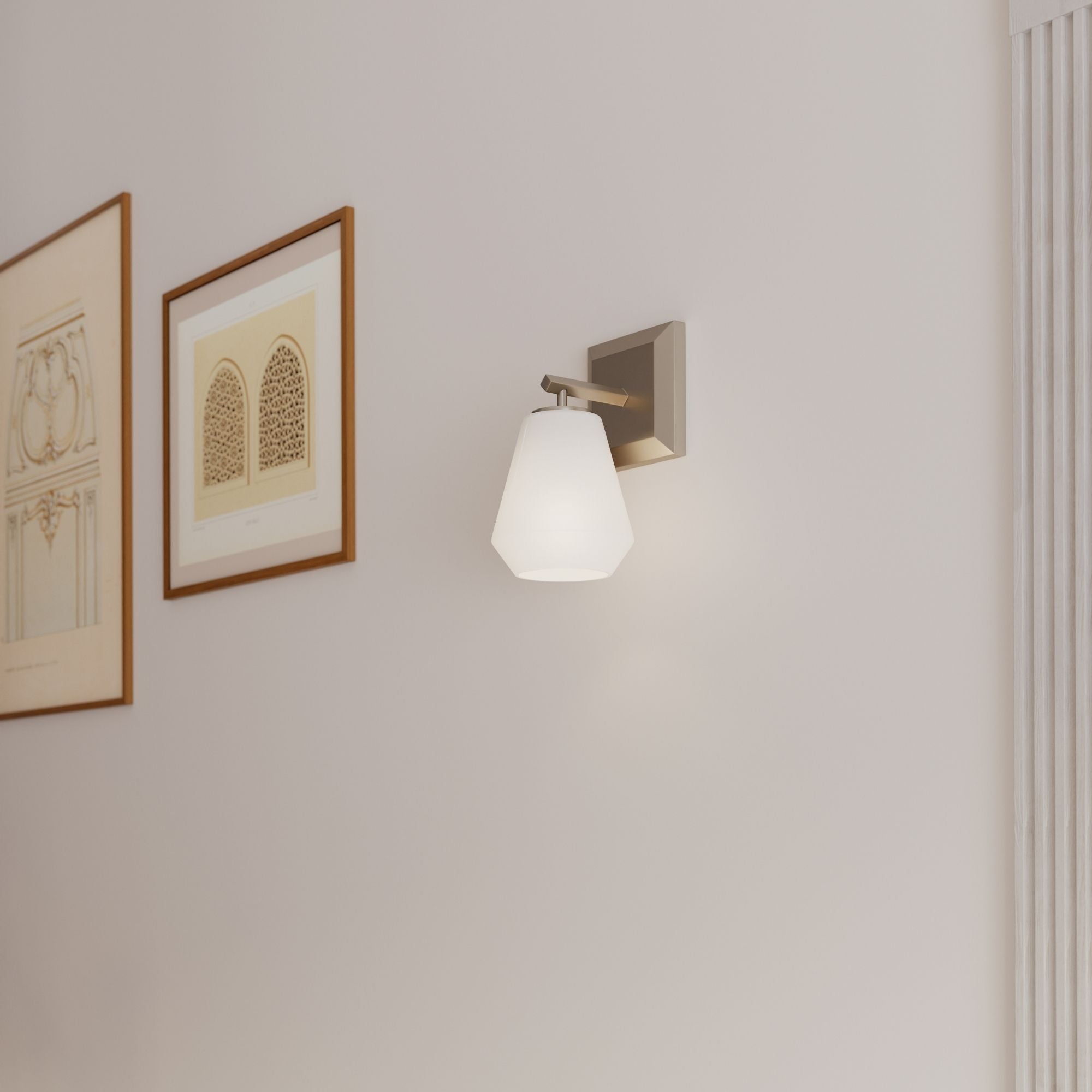 Minka-Lavery Siena 9.5 in. Bathroom Vanity Light, Brushed Nickel with Alabaster Glass