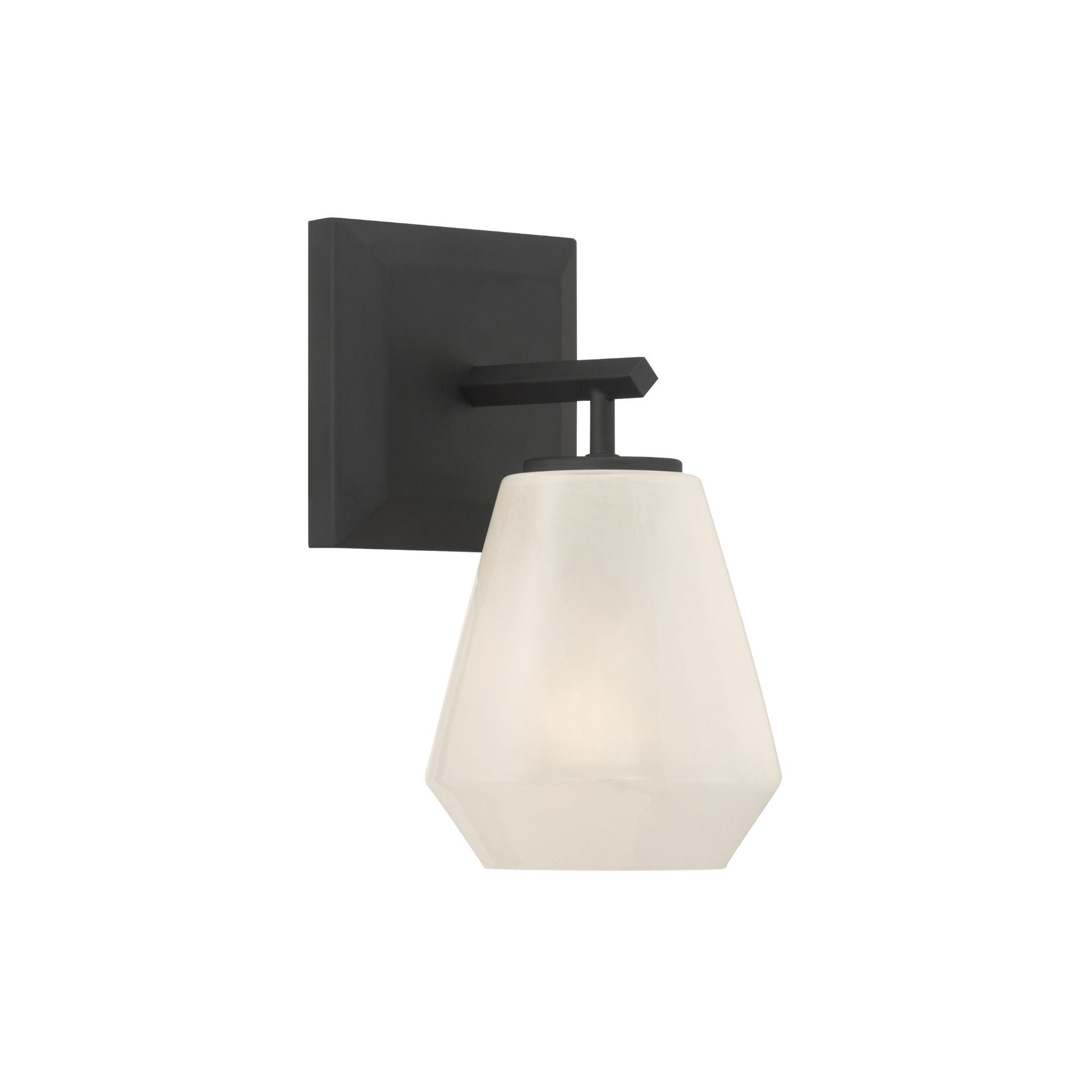 Minka-Lavery Siena 9.5 in. Bathroom Vanity Light, Dark Matte Black with Alabaster Tapered Glass