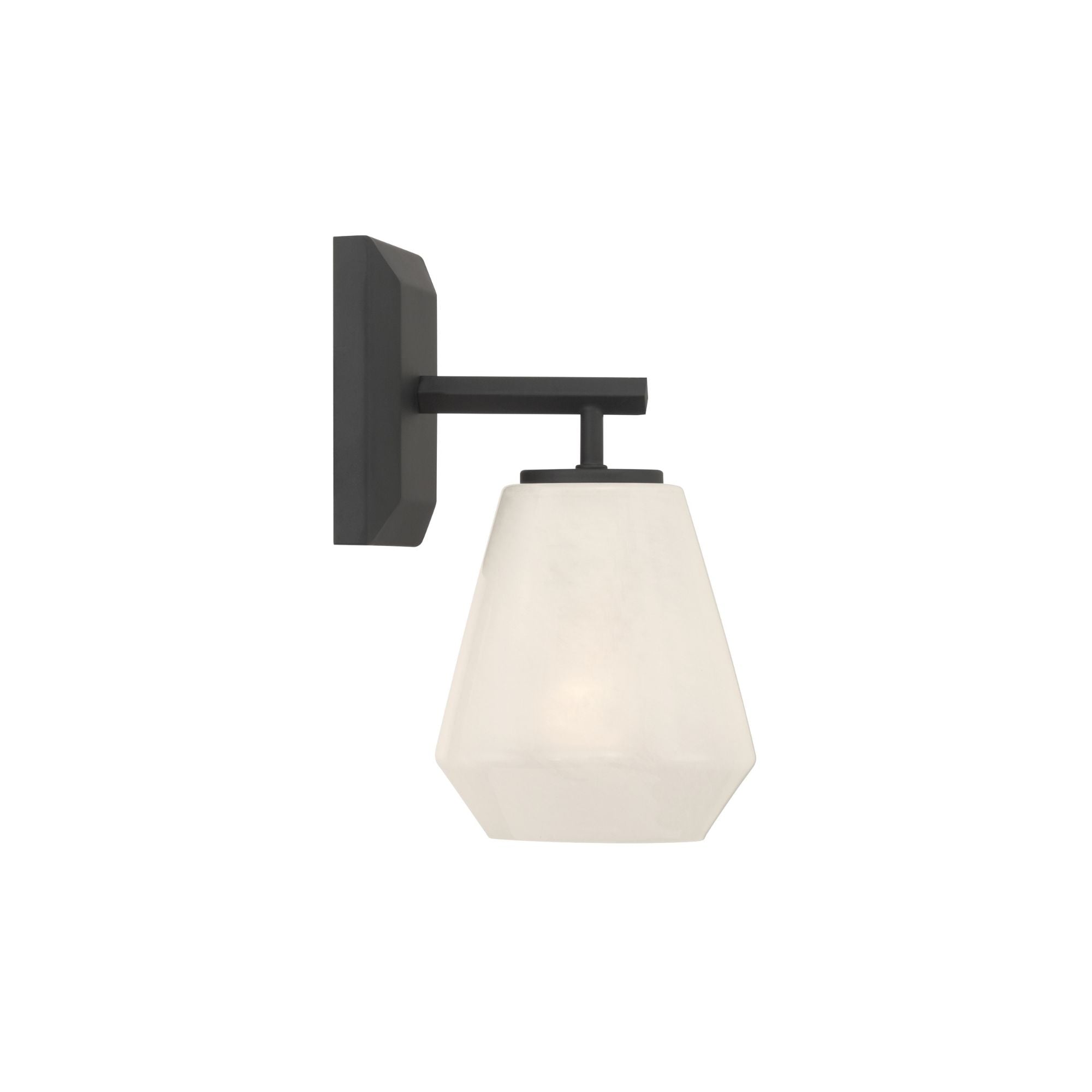 Minka-Lavery Siena 9.5 in. Bathroom Vanity Light, Dark Matte Black with Alabaster Tapered Glass