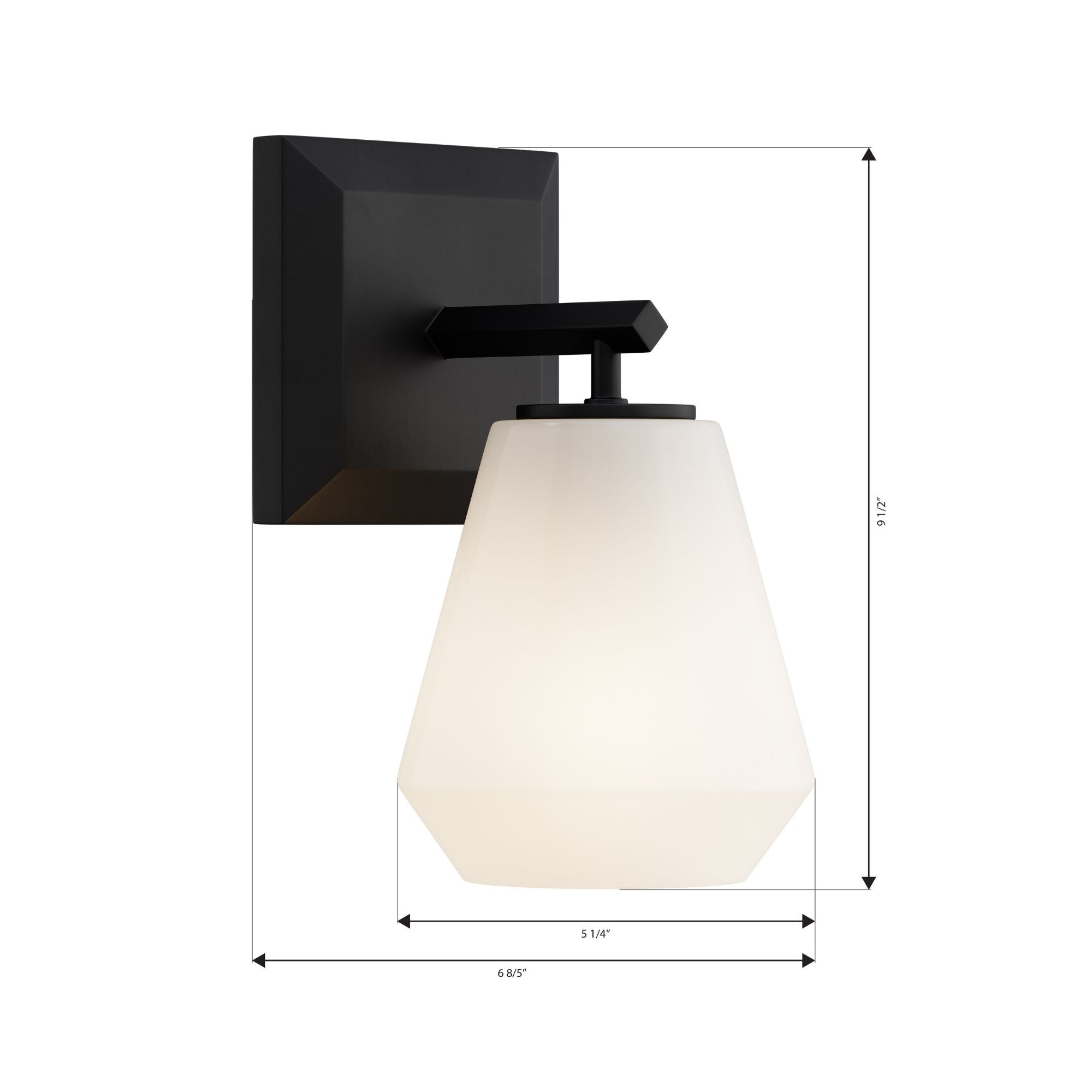 Minka-Lavery Siena 9.5 in. Bathroom Vanity Light, Dark Matte Black with Alabaster Tapered Glass