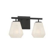 Minka-Lavery Siena 14.25 in. 2-Light Vanity, Dark Matte Black with Alabaster Glass Tapered Shades