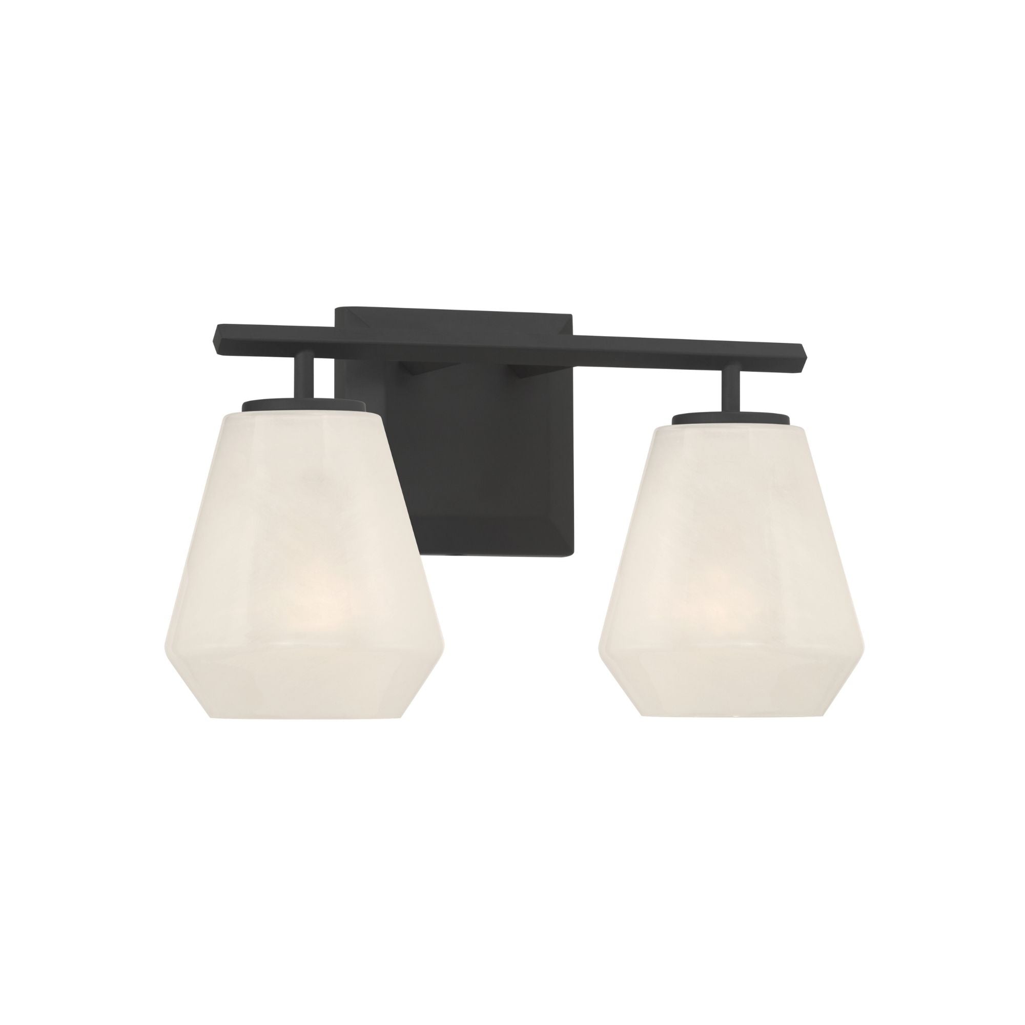 Minka-Lavery Siena 14.25 in. 2-Light Vanity, Dark Matte Black with Alabaster Glass Tapered Shades