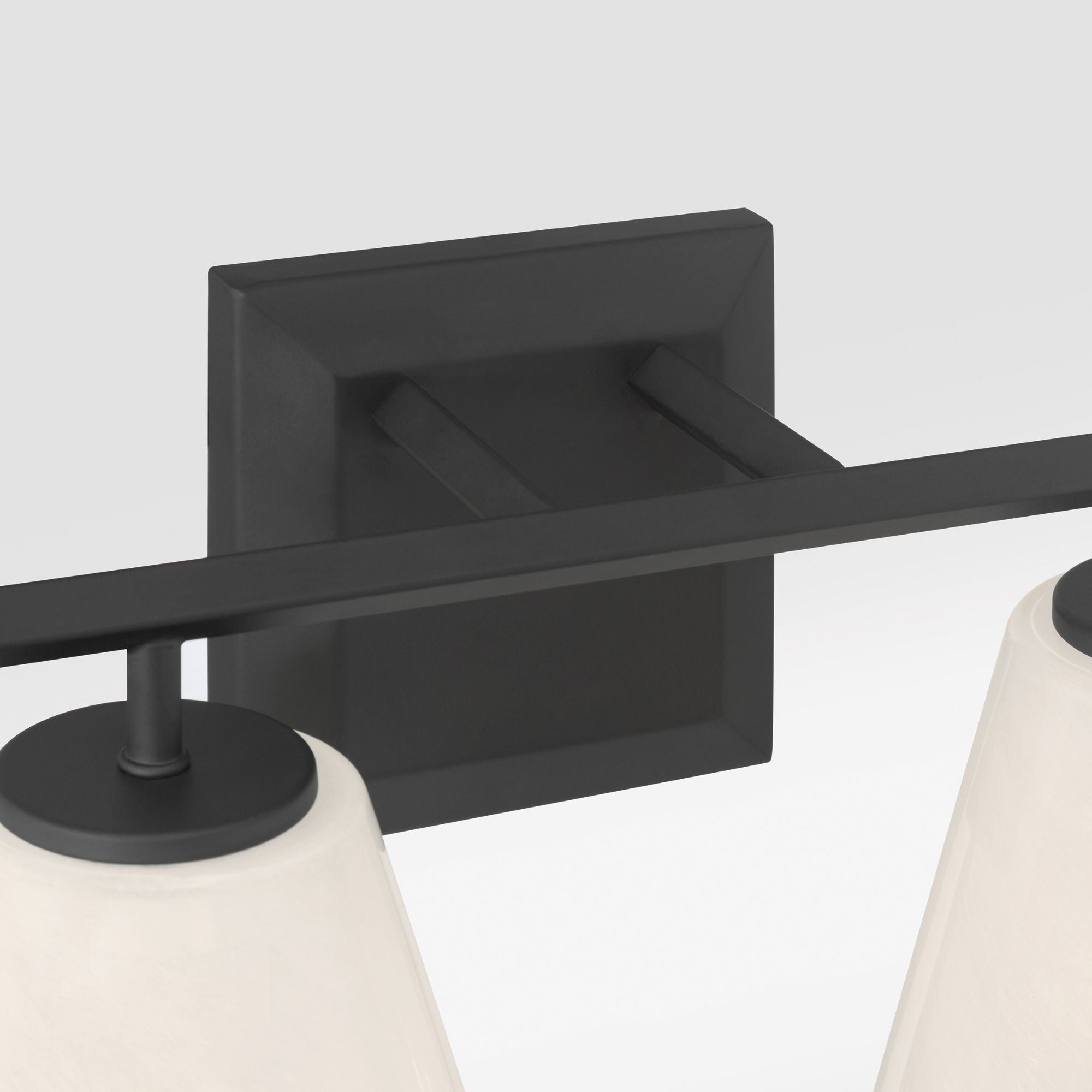 Minka-Lavery Siena 14.25 in. 2-Light Vanity, Dark Matte Black with Alabaster Glass Tapered Shades