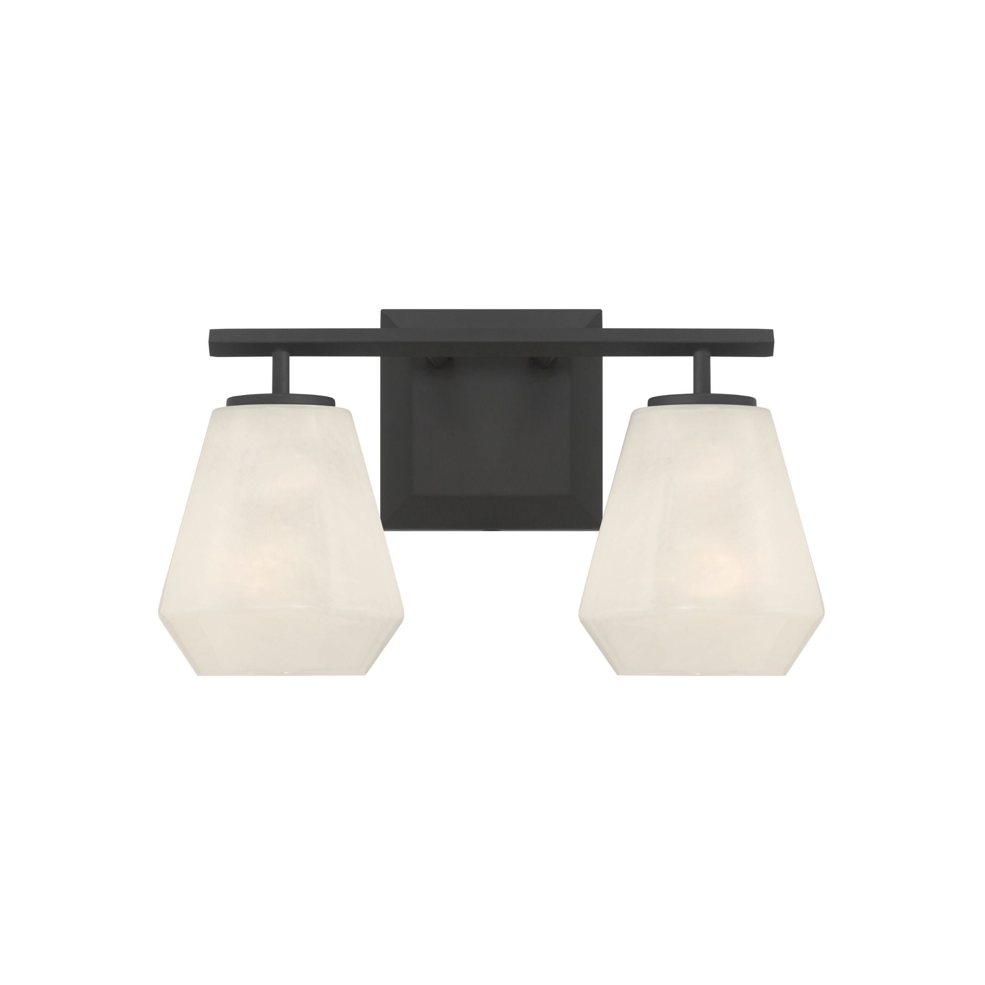 Minka-Lavery Siena 14.25 in. 2-Light Vanity, Dark Matte Black with Alabaster Glass Tapered Shades