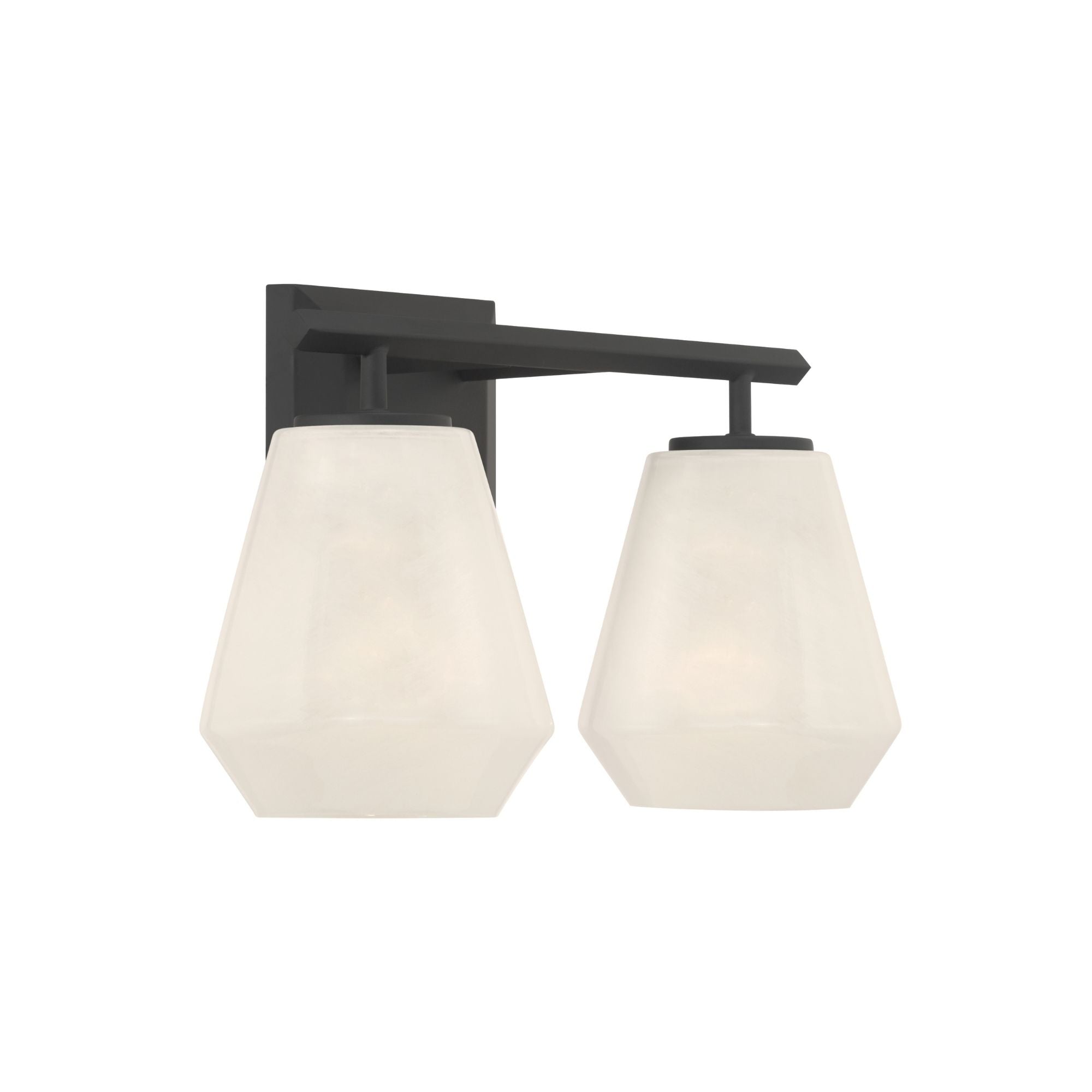 Minka-Lavery Siena 14.25 in. 2-Light Vanity, Dark Matte Black with Alabaster Glass Tapered Shades