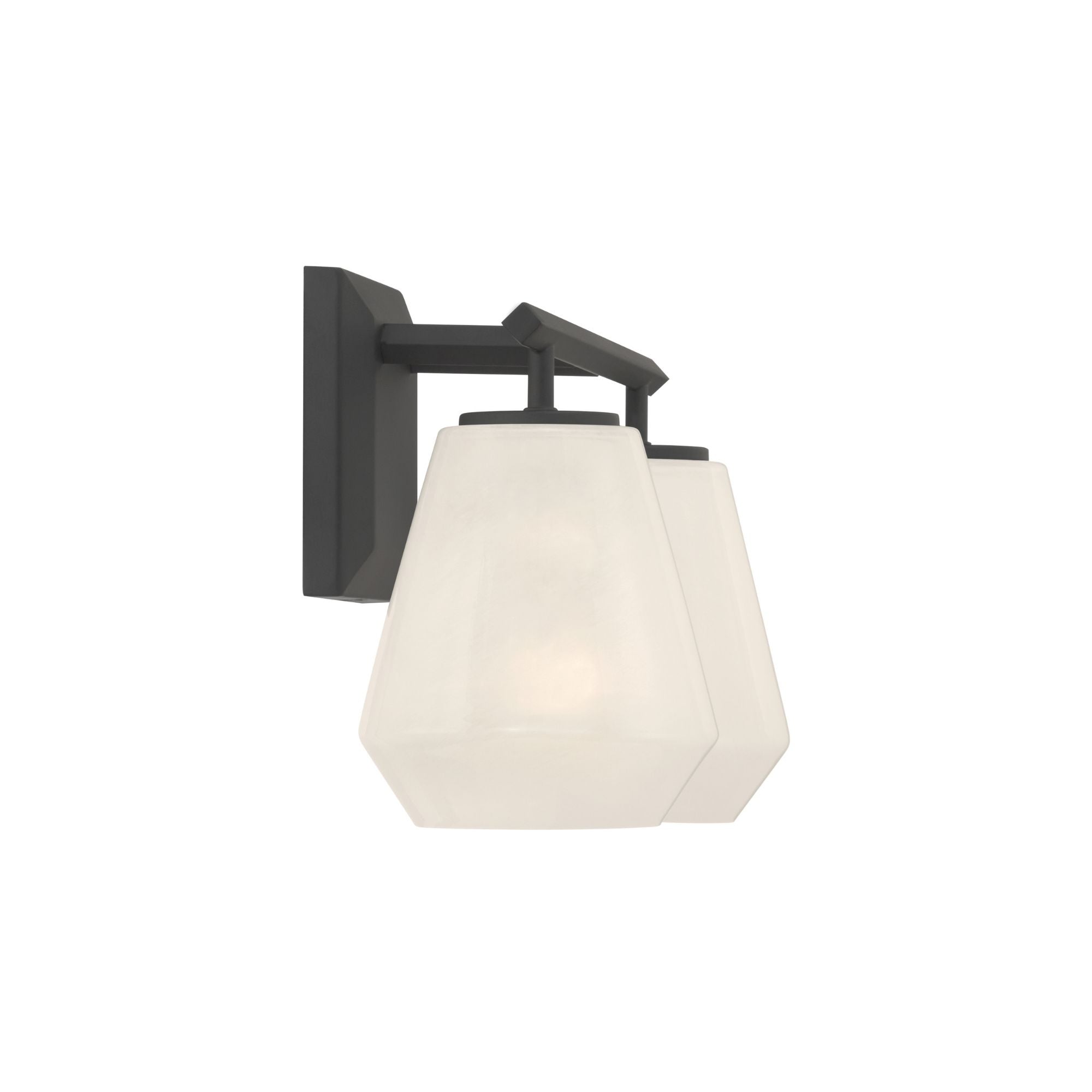 Minka-Lavery Siena 14.25 in. 2-Light Vanity, Dark Matte Black with Alabaster Glass Tapered Shades