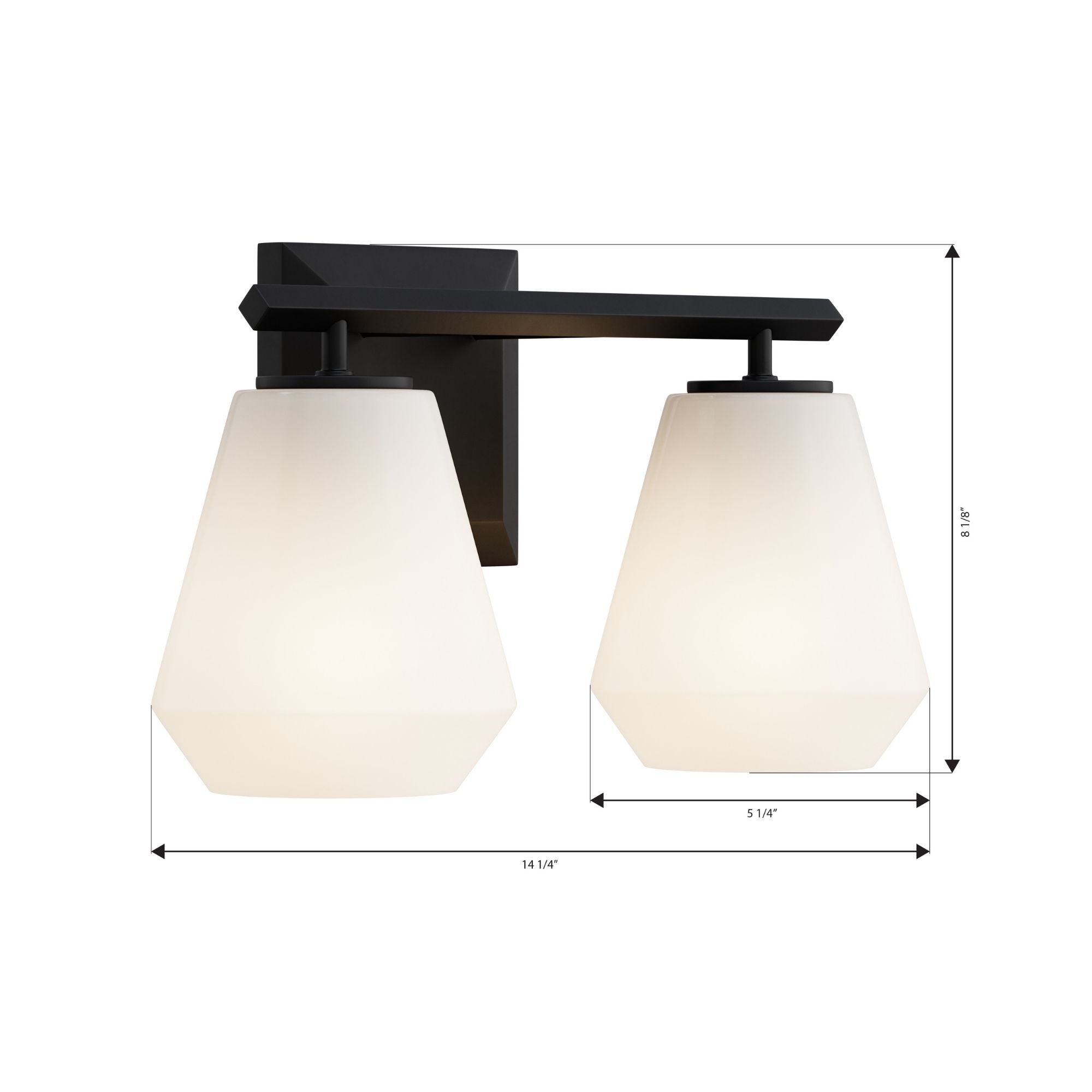 Minka-Lavery Siena 14.25 in. 2-Light Vanity, Dark Matte Black with Alabaster Glass Tapered Shades