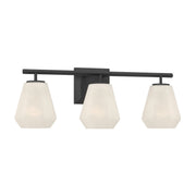 Minka-Lavery Siena 22.75 in. 3-Light Vanity, Dark Matte Black with Alabaster Tapered Glass