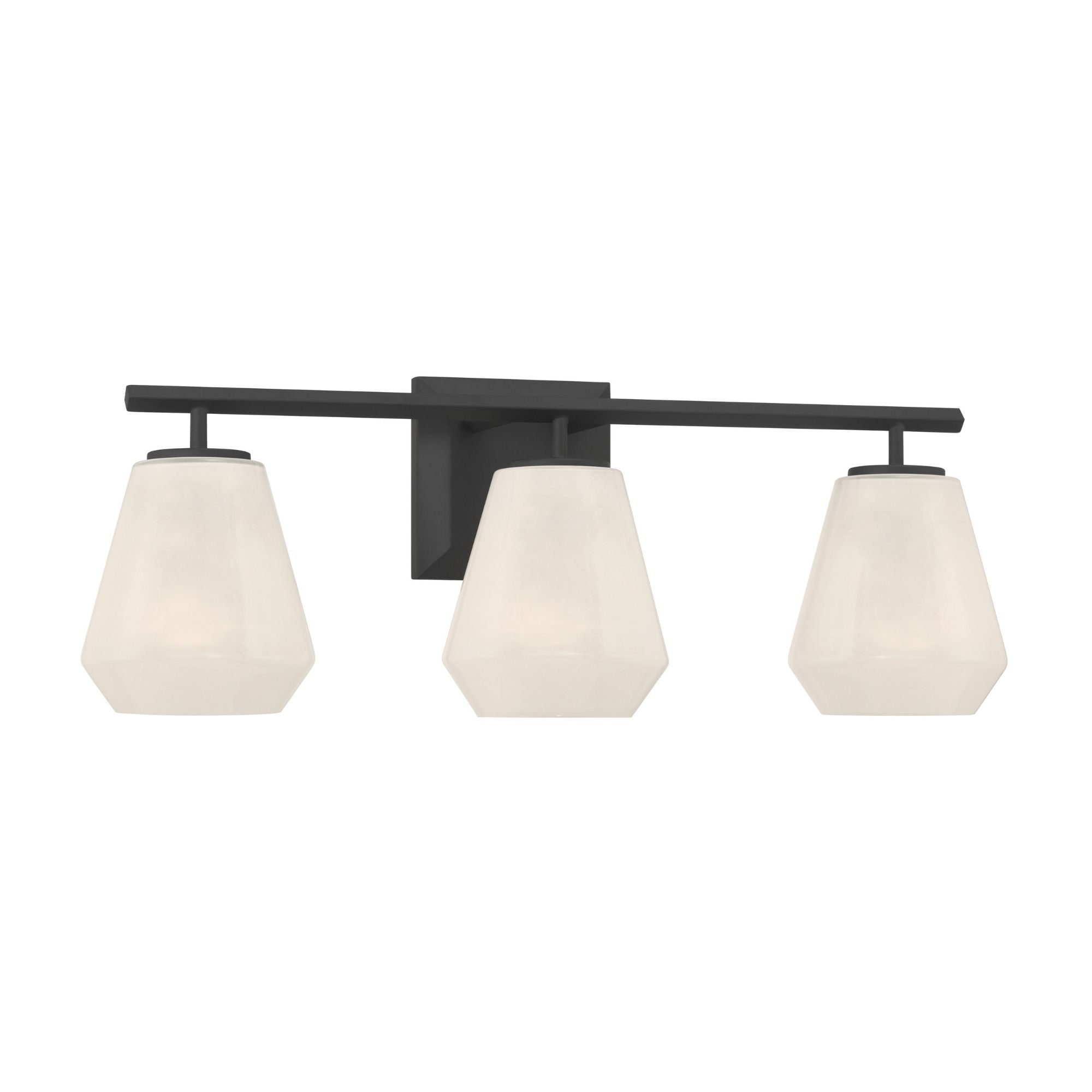 Minka-Lavery Siena 22.75 in. 3-Light Vanity, Dark Matte Black with Alabaster Tapered Glass