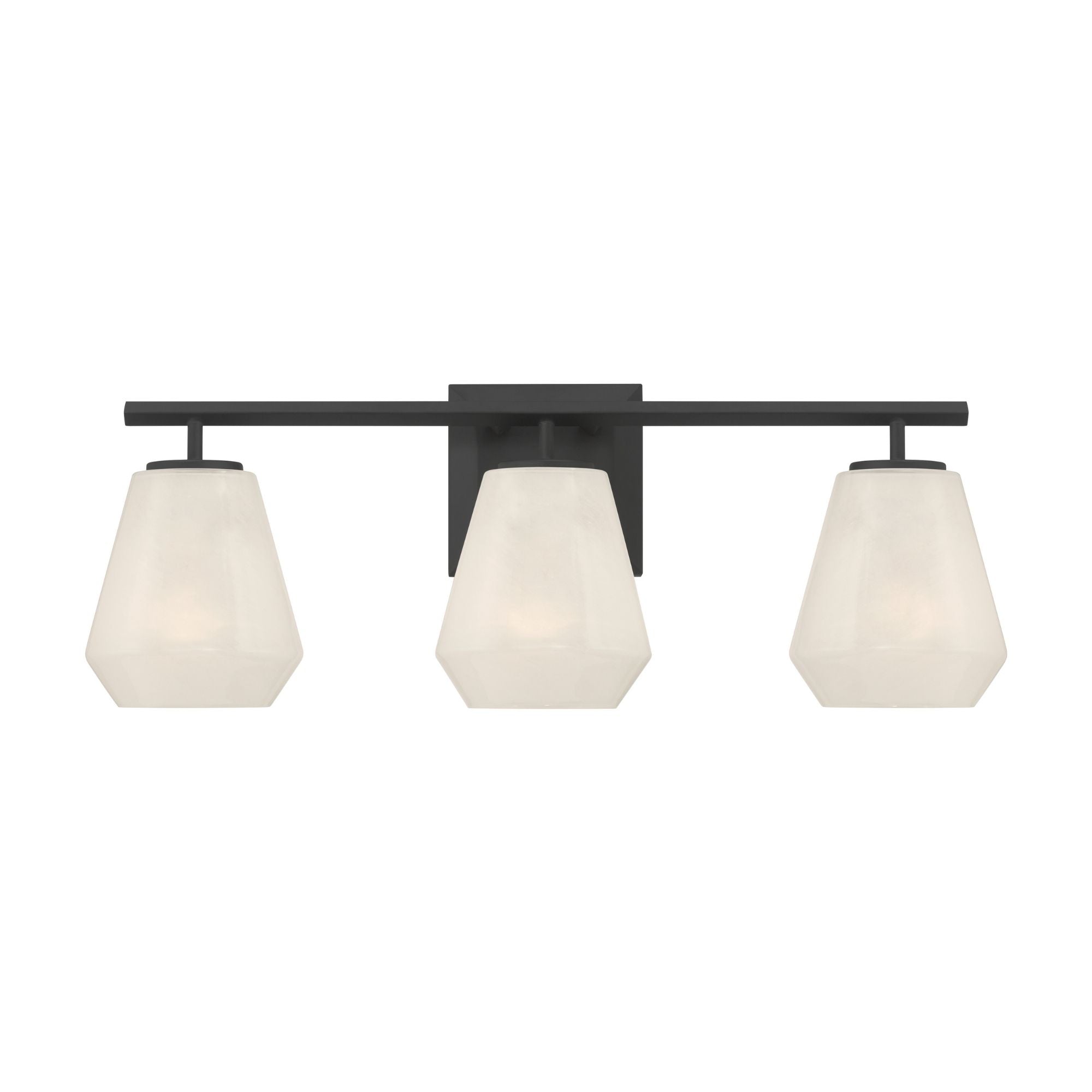 Minka-Lavery Siena 22.75 in. 3-Light Vanity, Dark Matte Black with Alabaster Tapered Glass