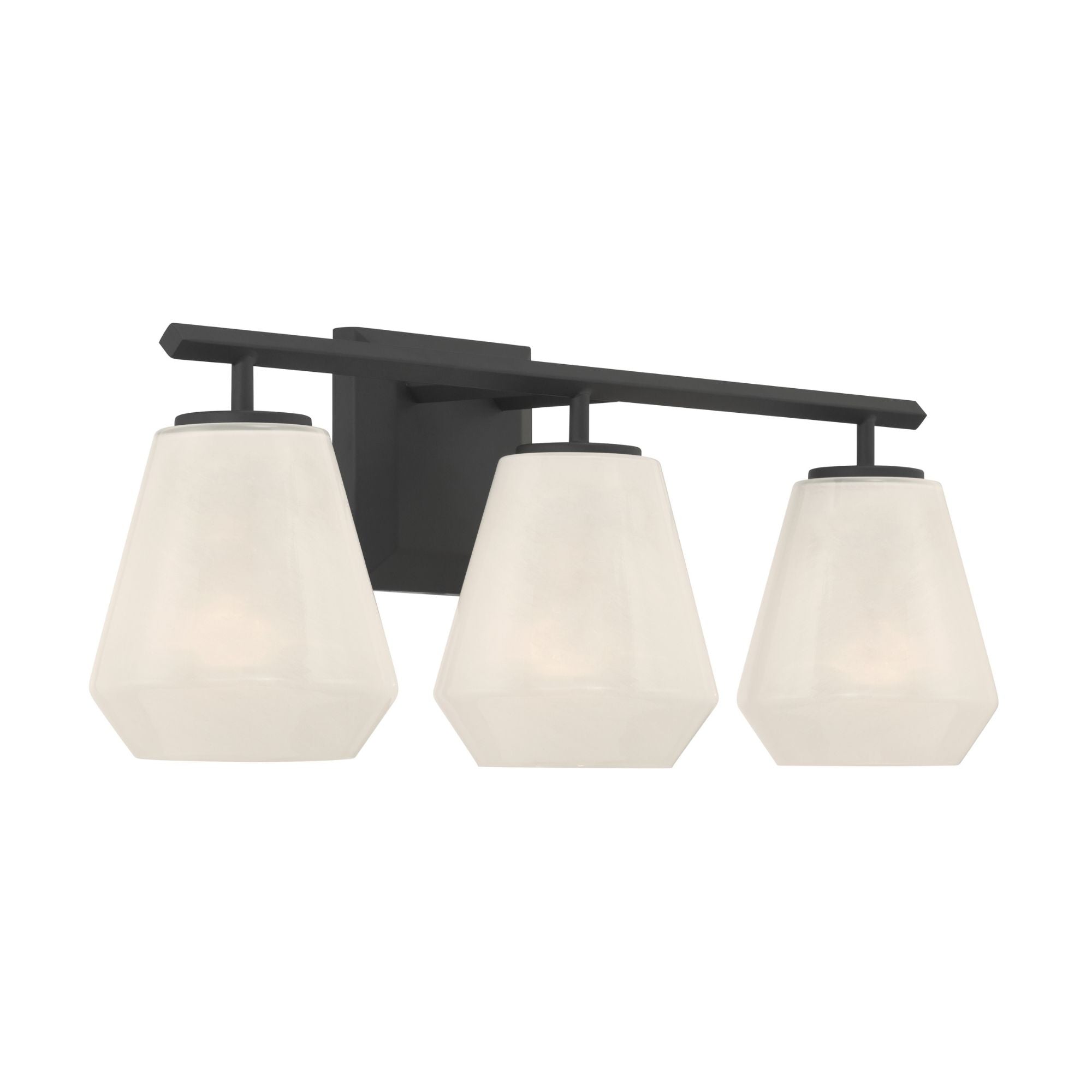 Minka-Lavery Siena 22.75 in. 3-Light Vanity, Dark Matte Black with Alabaster Tapered Glass