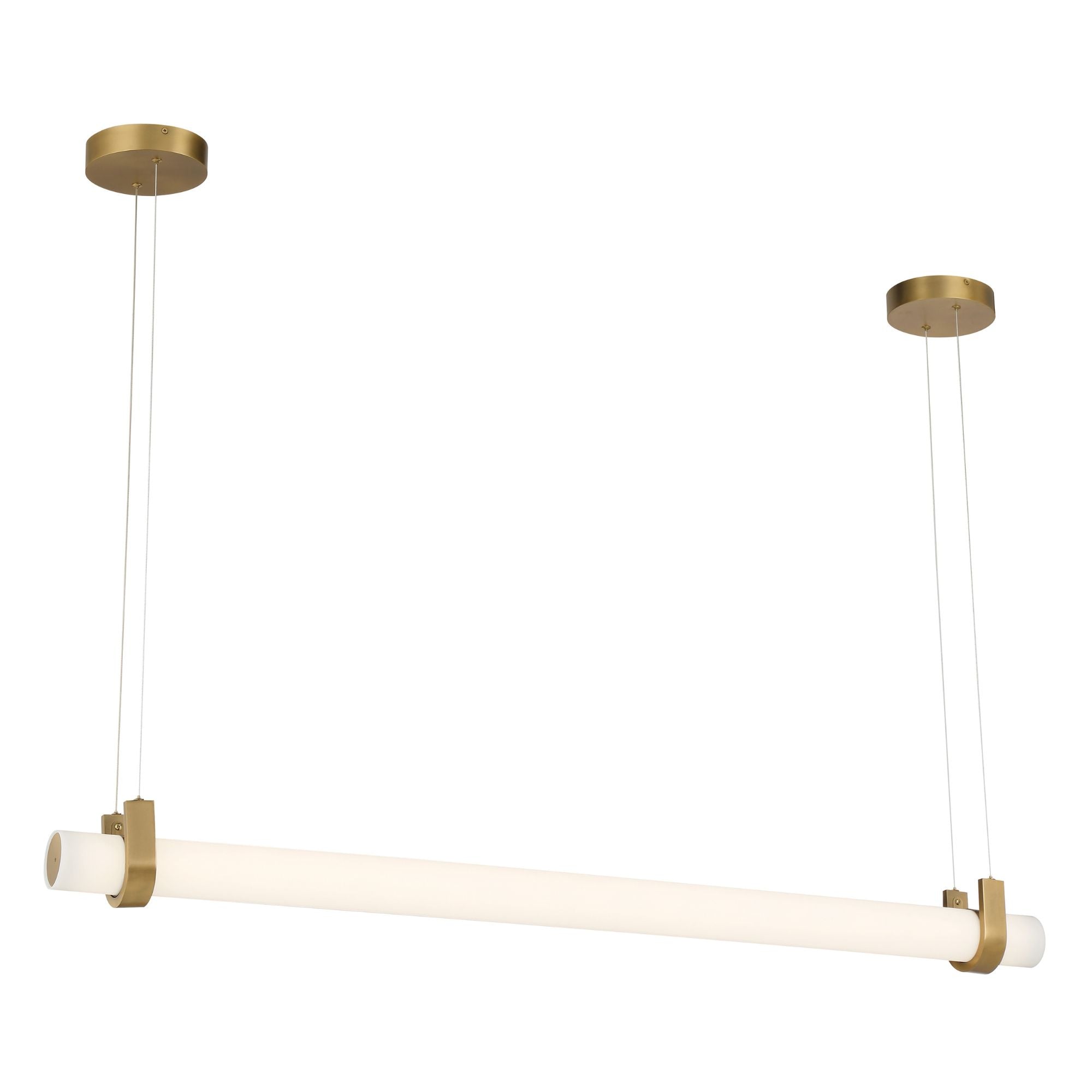 Minka-Lavery Sorelle 58 in. Linear Chandelier, Legacy Brass with Etched Opal Glass