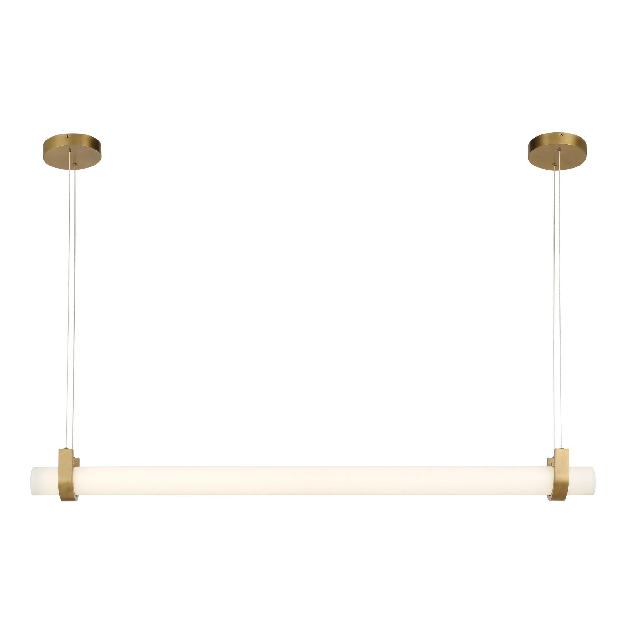 Minka-Lavery Sorelle 58 in. Linear Chandelier, Legacy Brass with Etched Opal Glass
