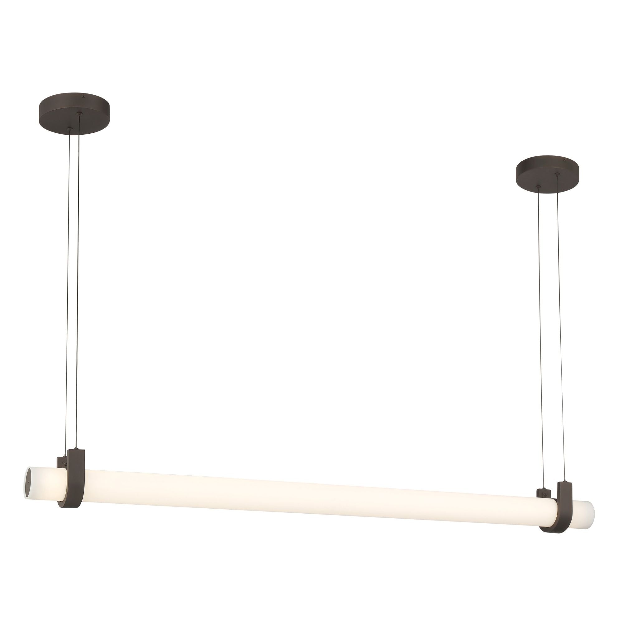 Minka-Lavery Sorelle 58 in. Linear Chandelier, Dark Bronze with Etched Opal Glass