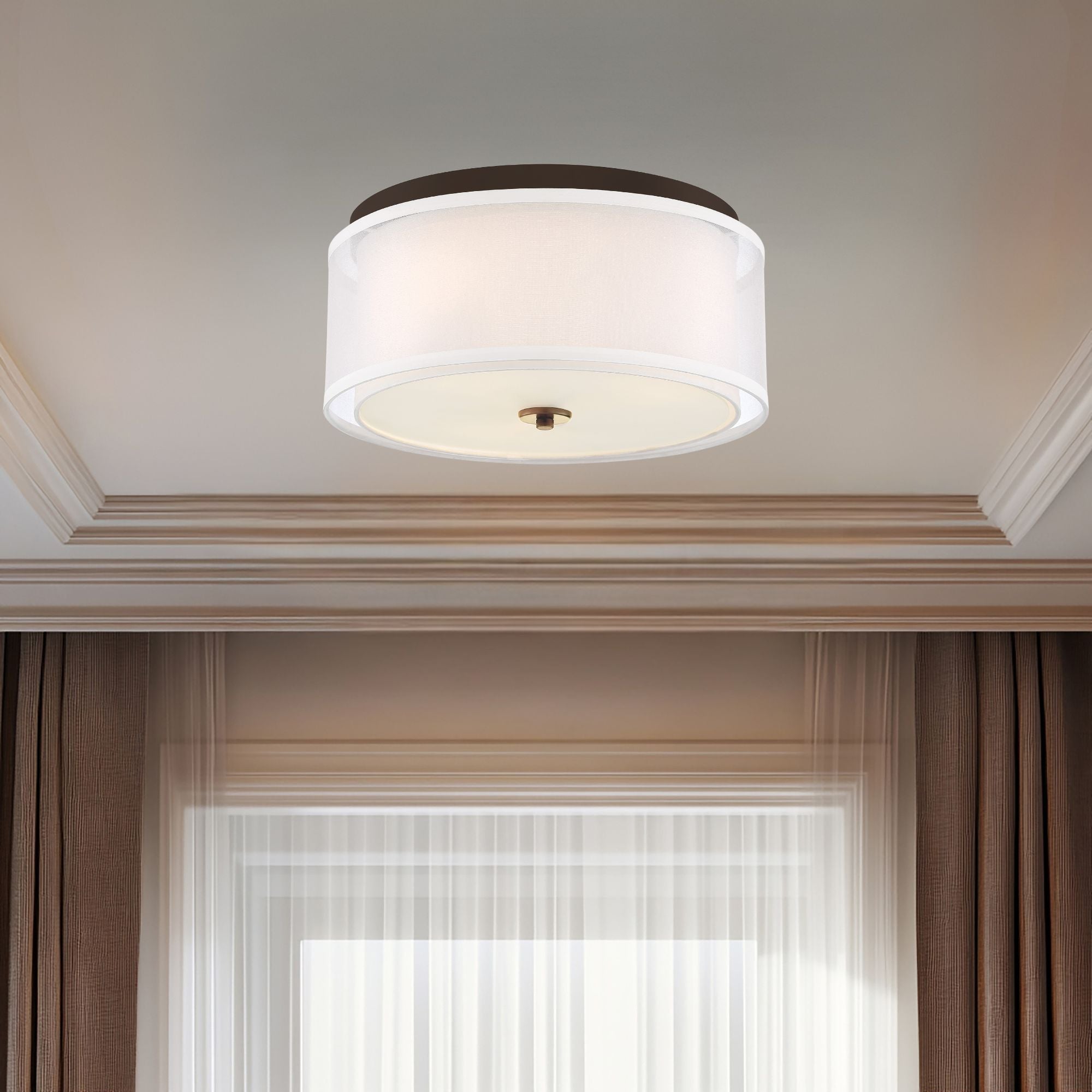 Studio 5 16" 3-Light Flush Mount, Bronze & Brass Finish