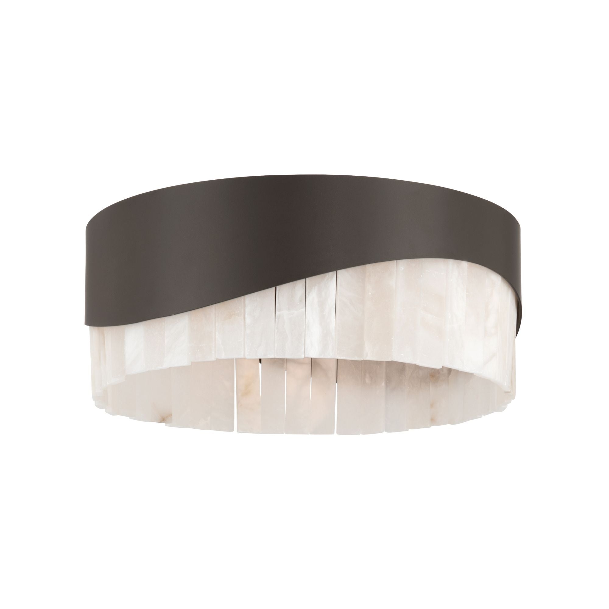Minka-Lavery Sway 16 in. 3-Light Flush Mount, Dark Bronze with Genuine Alabaster Drum Shade