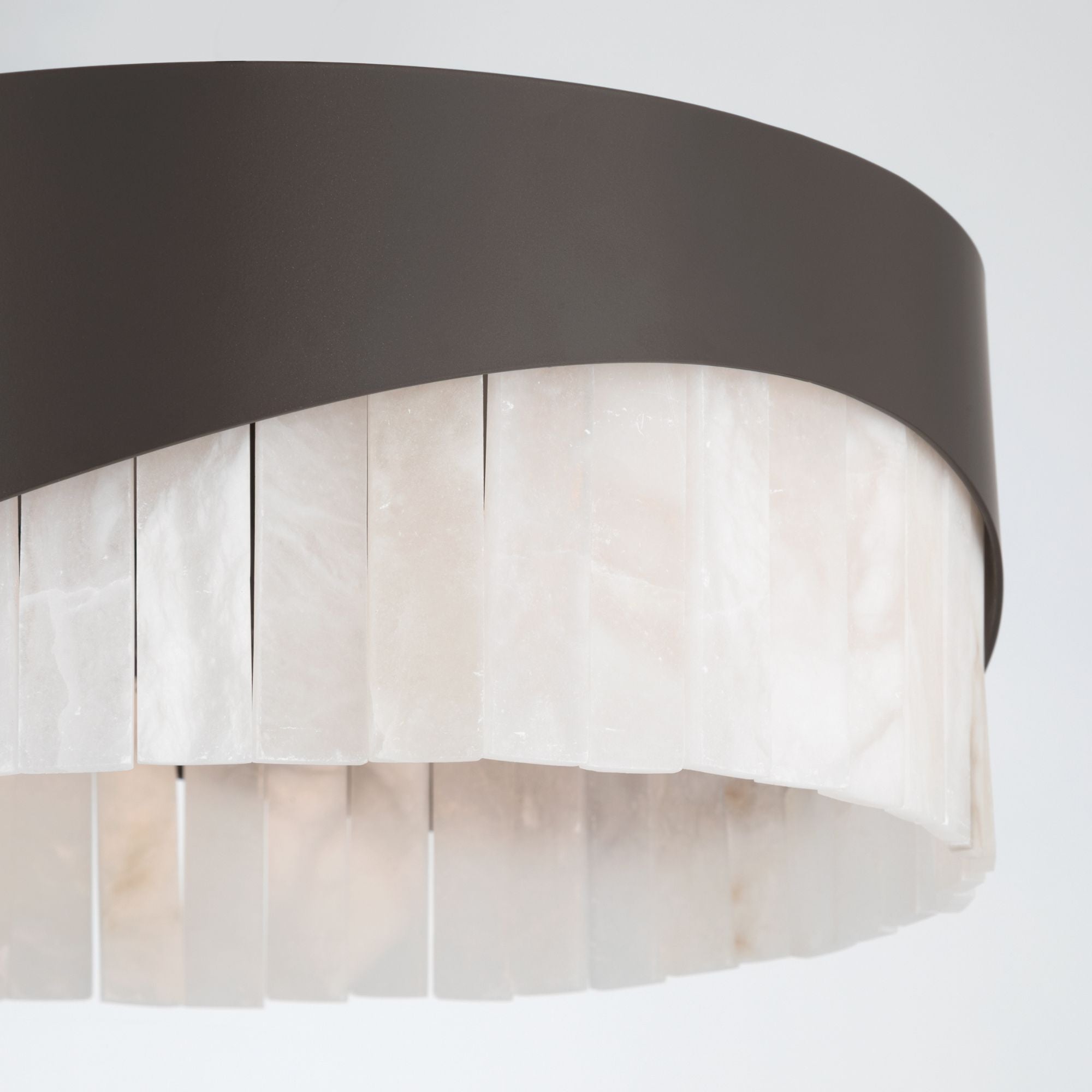 Minka-Lavery Sway 16 in. 3-Light Flush Mount, Dark Bronze with Genuine Alabaster Drum Shade