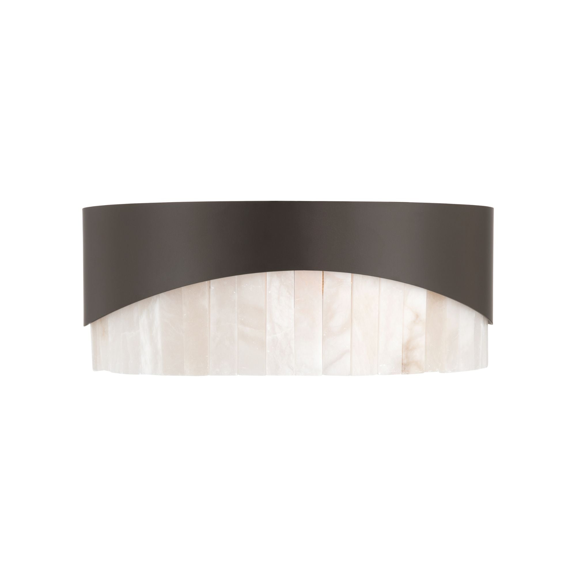Minka-Lavery Sway 16 in. 3-Light Flush Mount, Dark Bronze with Genuine Alabaster Drum Shade