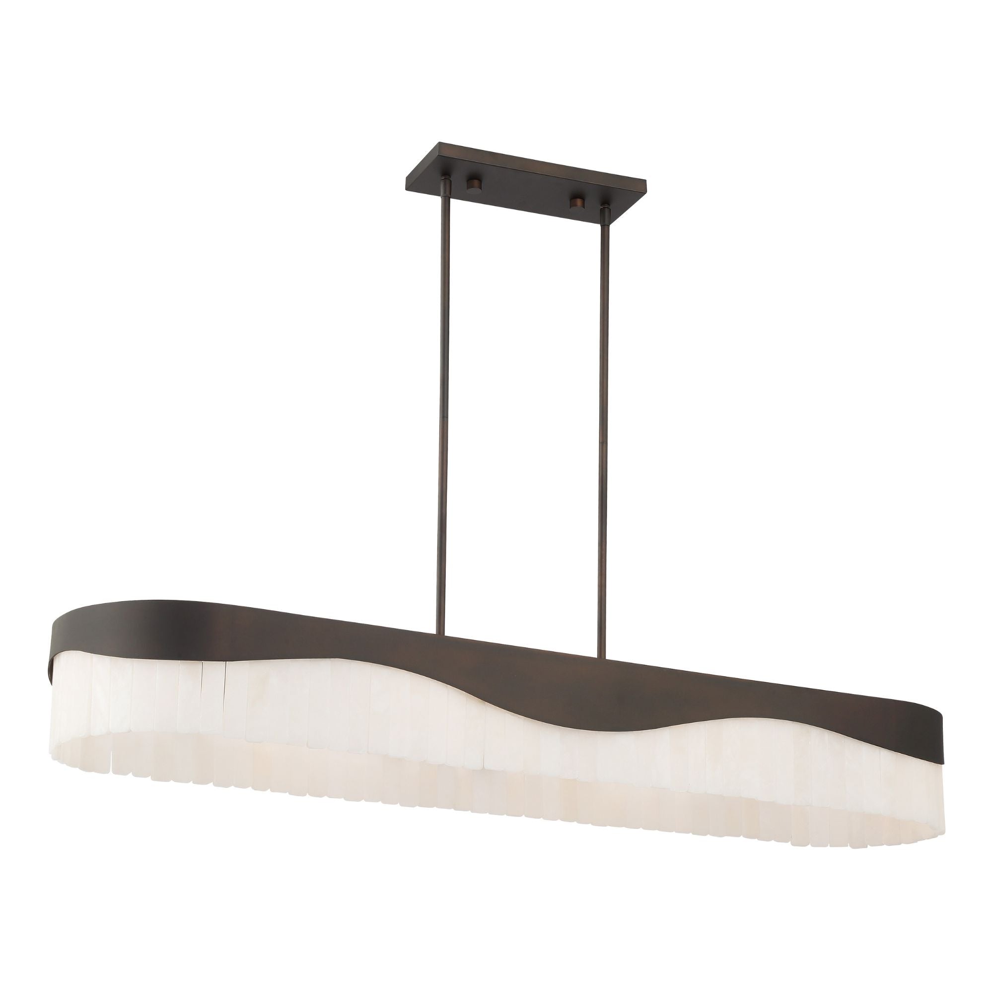 Minka-Lavery Sway 48 in. 6-Light Island Pendant, Dark Bronze with Alabaster Stone Drum Shades