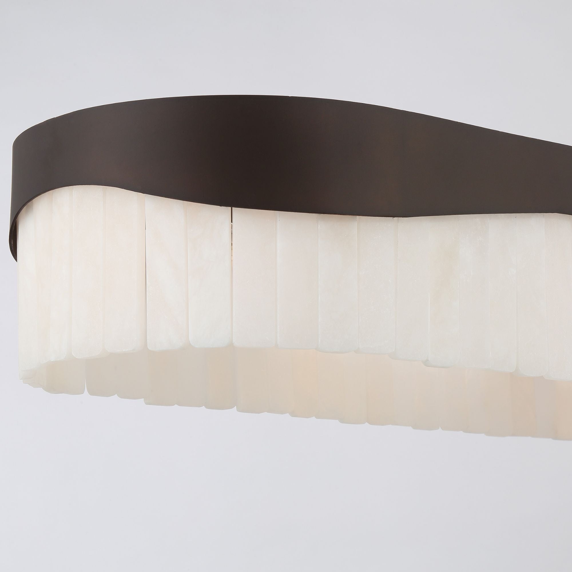 Minka-Lavery Sway 48 in. 6-Light Island Pendant, Dark Bronze with Alabaster Stone Drum Shades