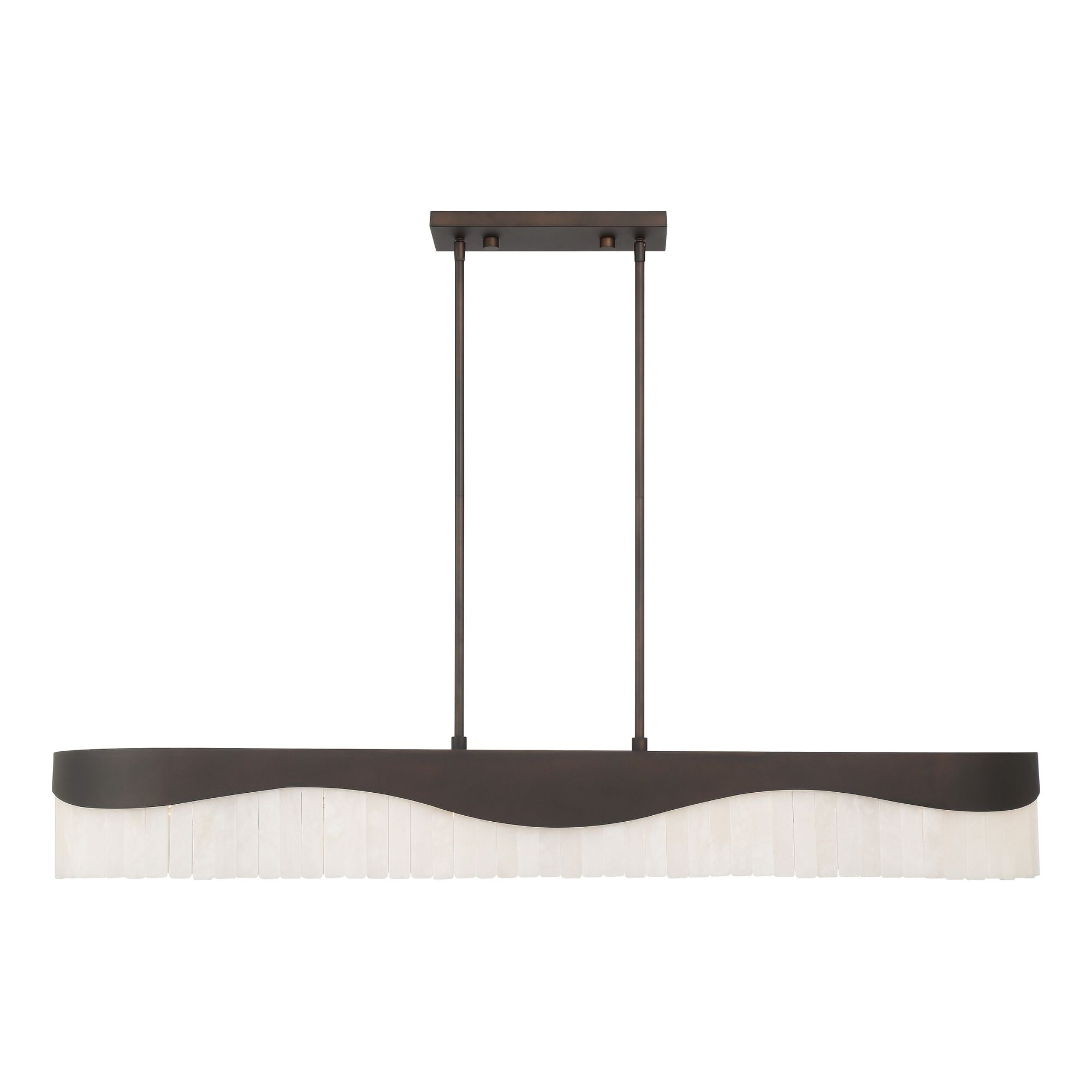 Minka-Lavery Sway 48 in. 6-Light Island Pendant, Dark Bronze with Alabaster Stone Drum Shades