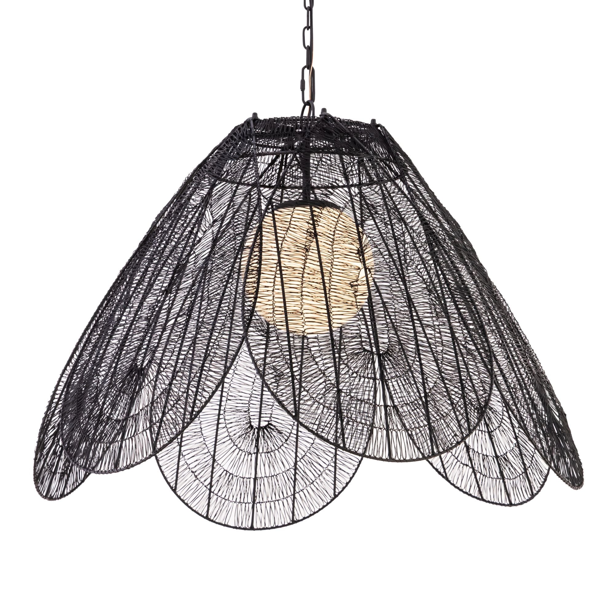 Minka-Lavery Sylari 30 in. Pendant Light, Dark Matte Black with Opal Glass Cone Shade