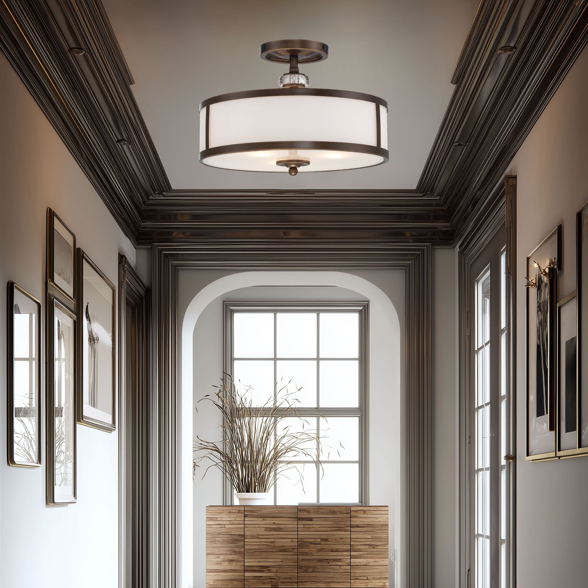 Thorndale 15" 3-Light Semi-Flush Mount, Dark Noble Bronze Finish