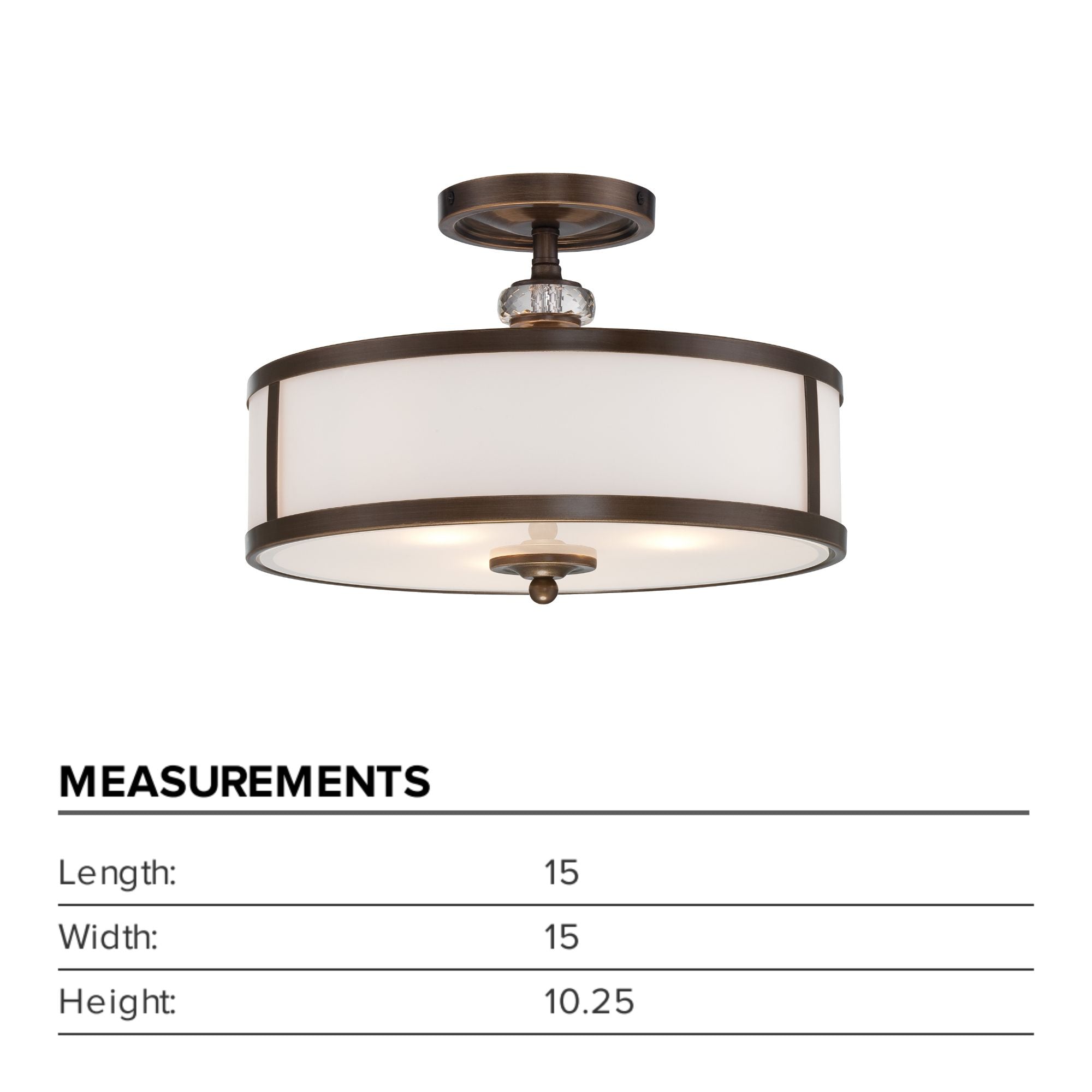 Thorndale 15" 3-Light Semi-Flush Mount, Dark Noble Bronze Finish