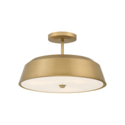 Minka-Lavery Trellwyn 15 in. 3-Light Semi-Flush Mount, Legacy Brass with Etched White Glass
