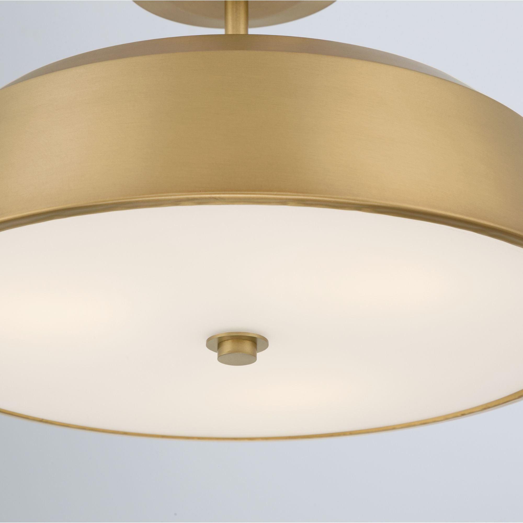 Minka-Lavery Trellwyn 15 in. 3-Light Semi-Flush Mount, Legacy Brass with Etched White Glass
