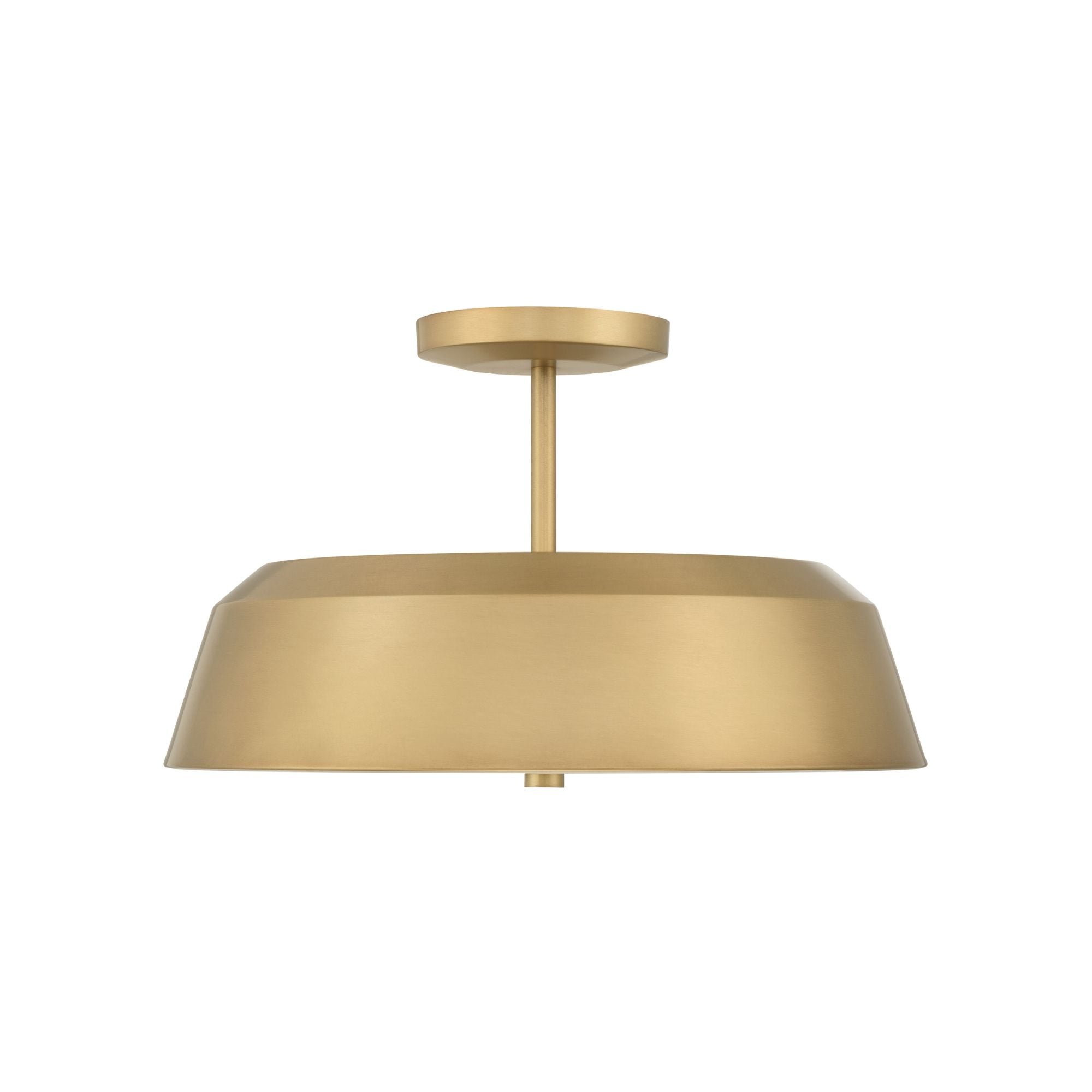 Minka-Lavery Trellwyn 15 in. 3-Light Semi-Flush Mount, Legacy Brass with Etched White Glass
