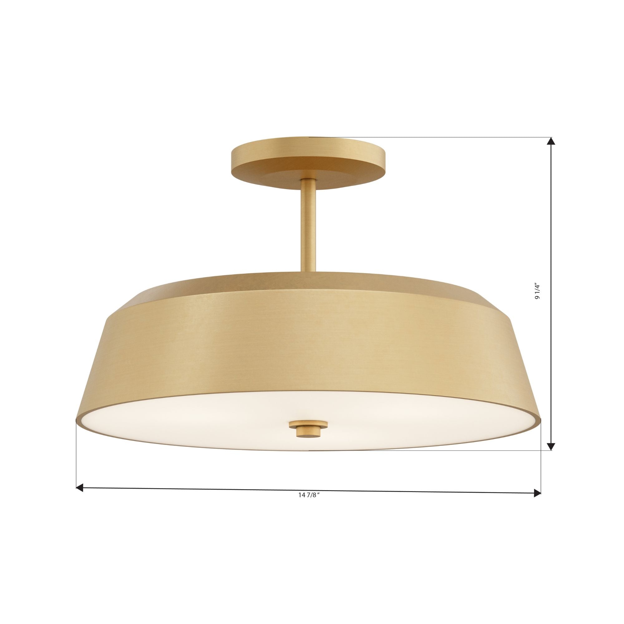 Minka-Lavery Trellwyn 15 in. 3-Light Semi-Flush Mount, Legacy Brass with Etched White Glass