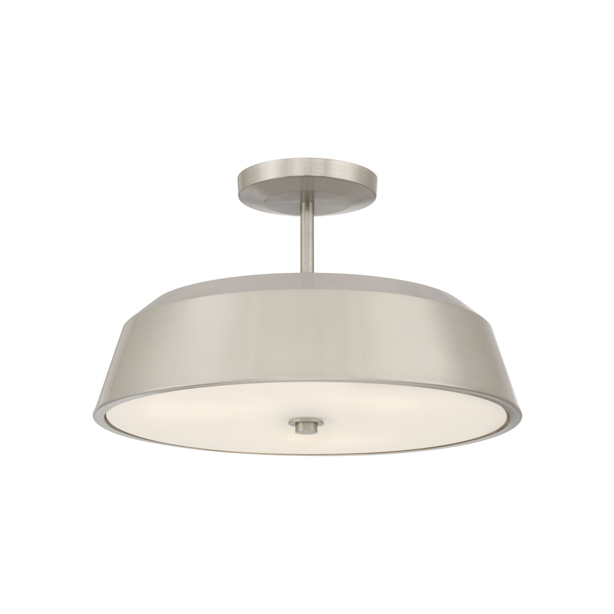 Minka-Lavery Trellwyn 15 in. 3-Light Semi-Flush Mount, Brushed Nickel with Etched White Glass
