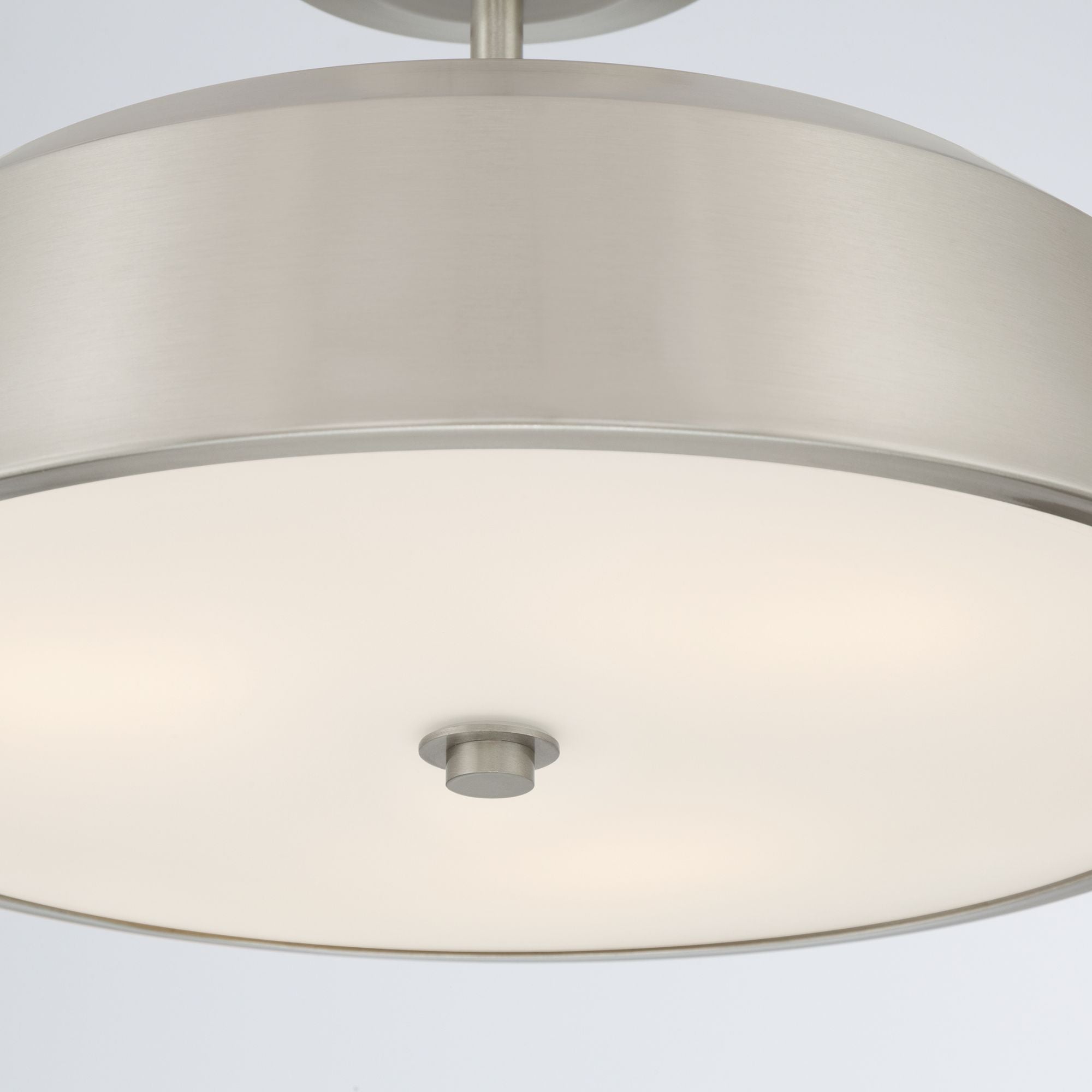 Minka-Lavery Trellwyn 15 in. 3-Light Semi-Flush Mount, Brushed Nickel with Etched White Glass