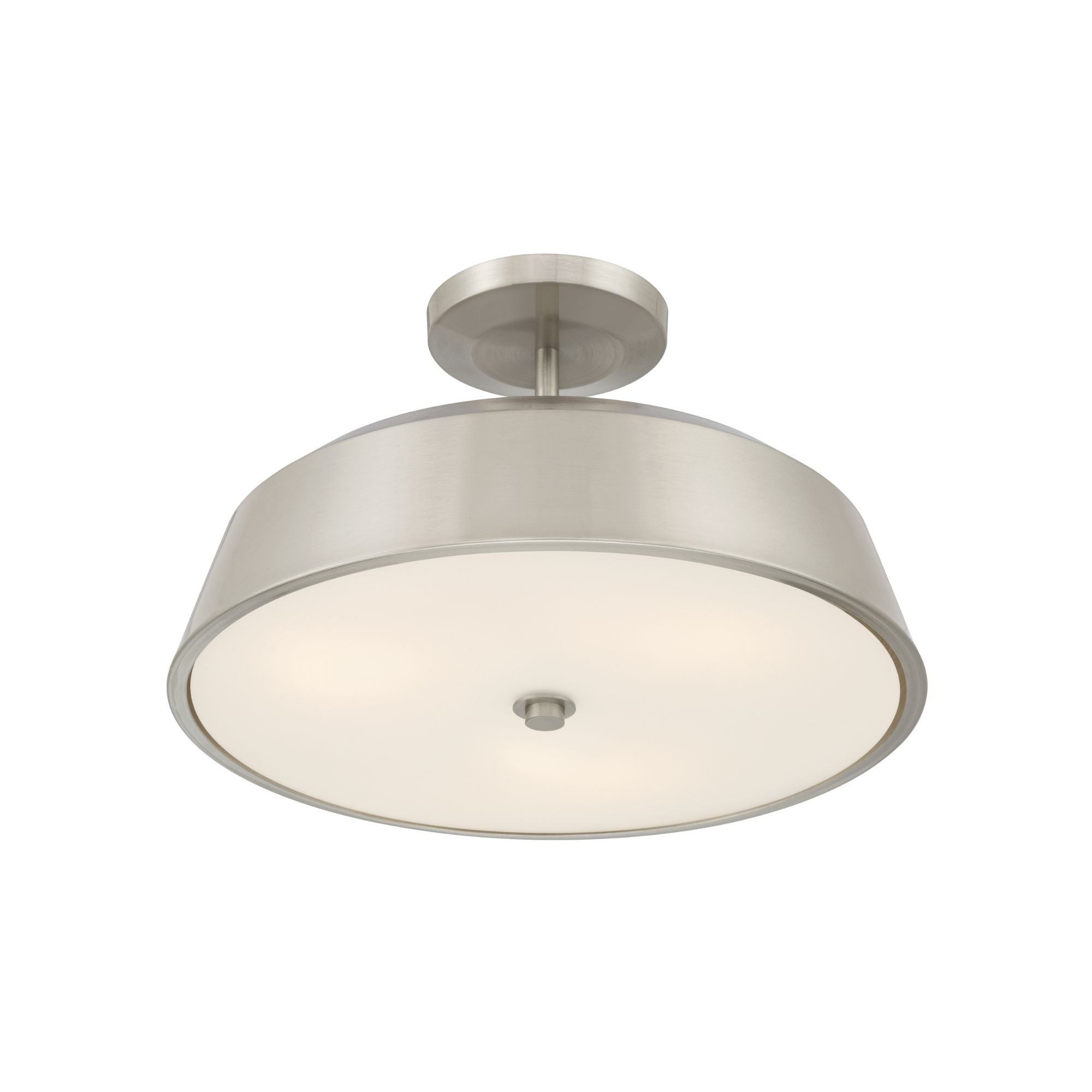 Minka-Lavery Trellwyn 15 in. 3-Light Semi-Flush Mount, Brushed Nickel with Etched White Glass
