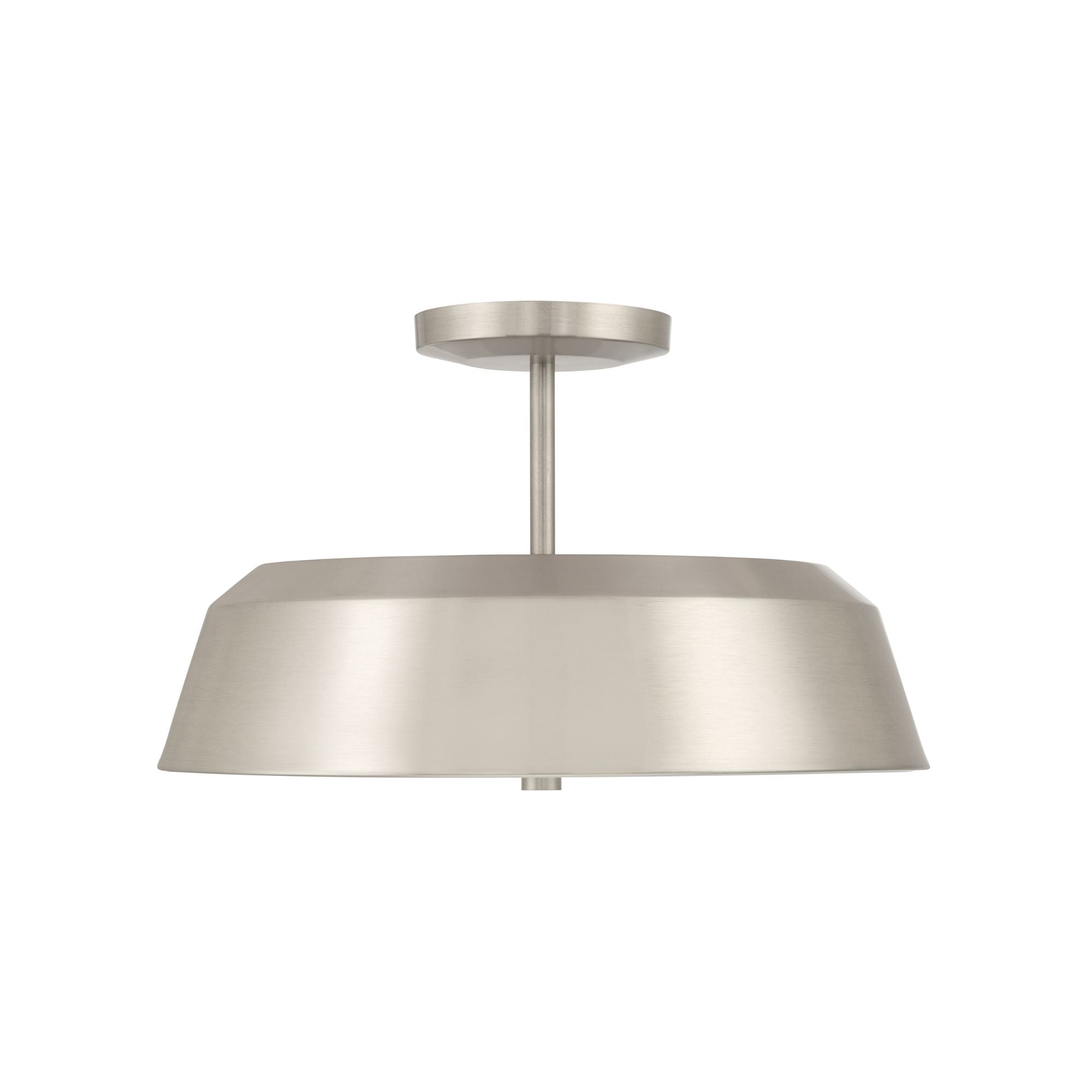 Minka-Lavery Trellwyn 15 in. 3-Light Semi-Flush Mount, Brushed Nickel with Etched White Glass