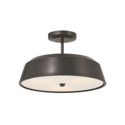 Minka-Lavery Trellwyn 15 in. 3-Light Semi-Flush Mount, Plated Dark Bronze with Etched White Glass