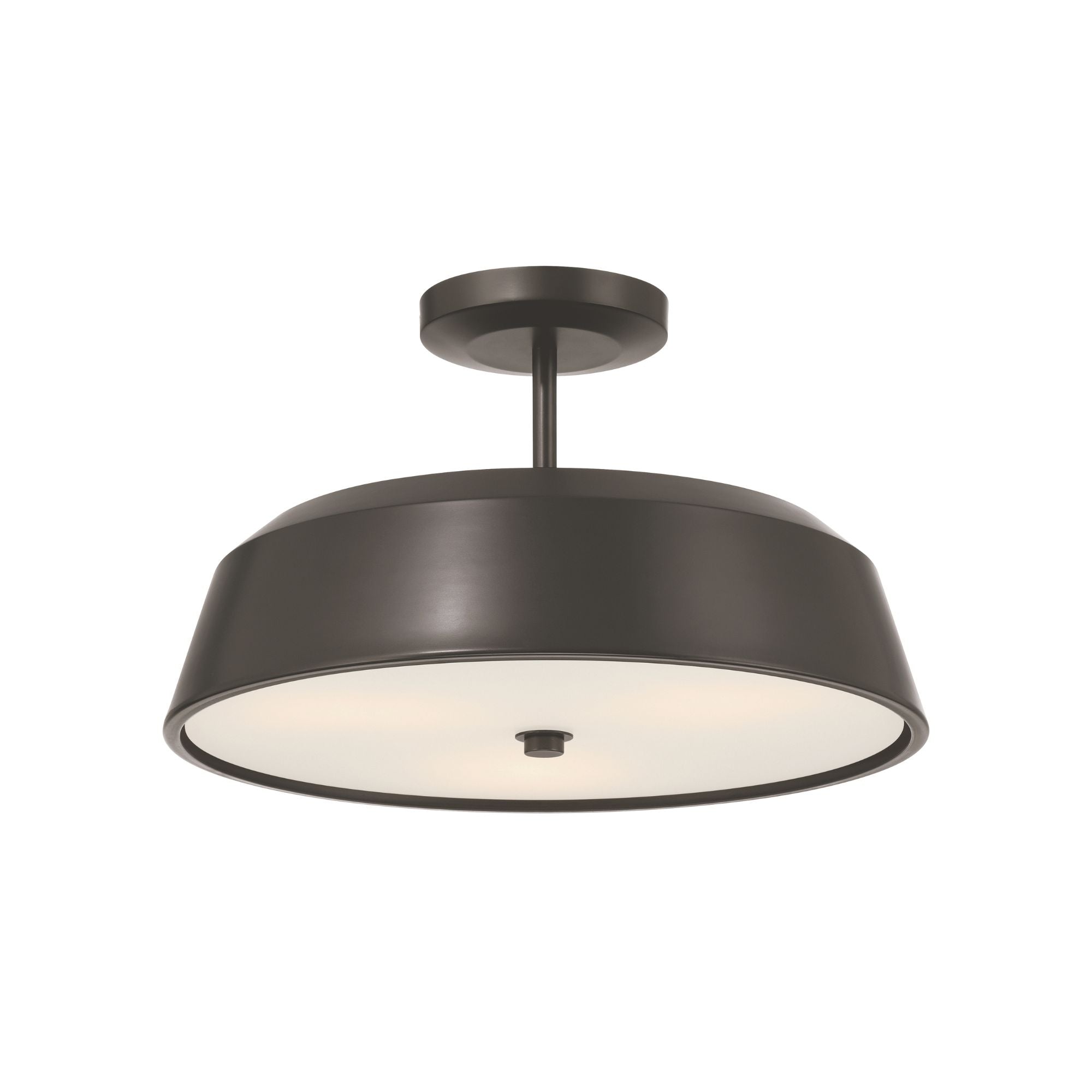 Minka-Lavery Trellwyn 15 in. 3-Light Semi-Flush Mount, Plated Dark Bronze with Etched White Glass