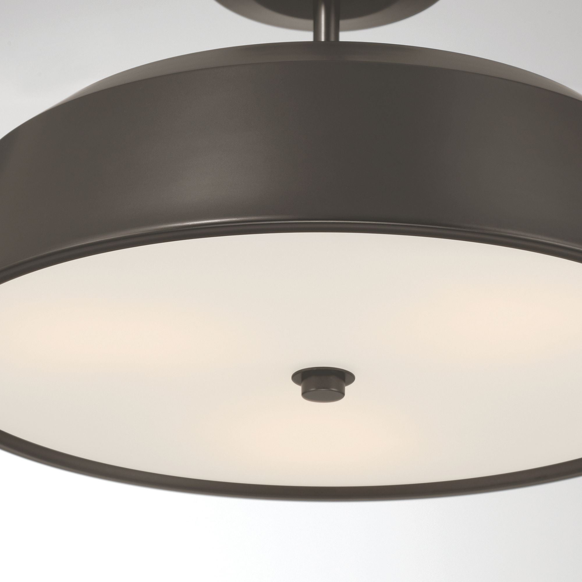 Minka-Lavery Trellwyn 15 in. 3-Light Semi-Flush Mount, Plated Dark Bronze with Etched White Glass