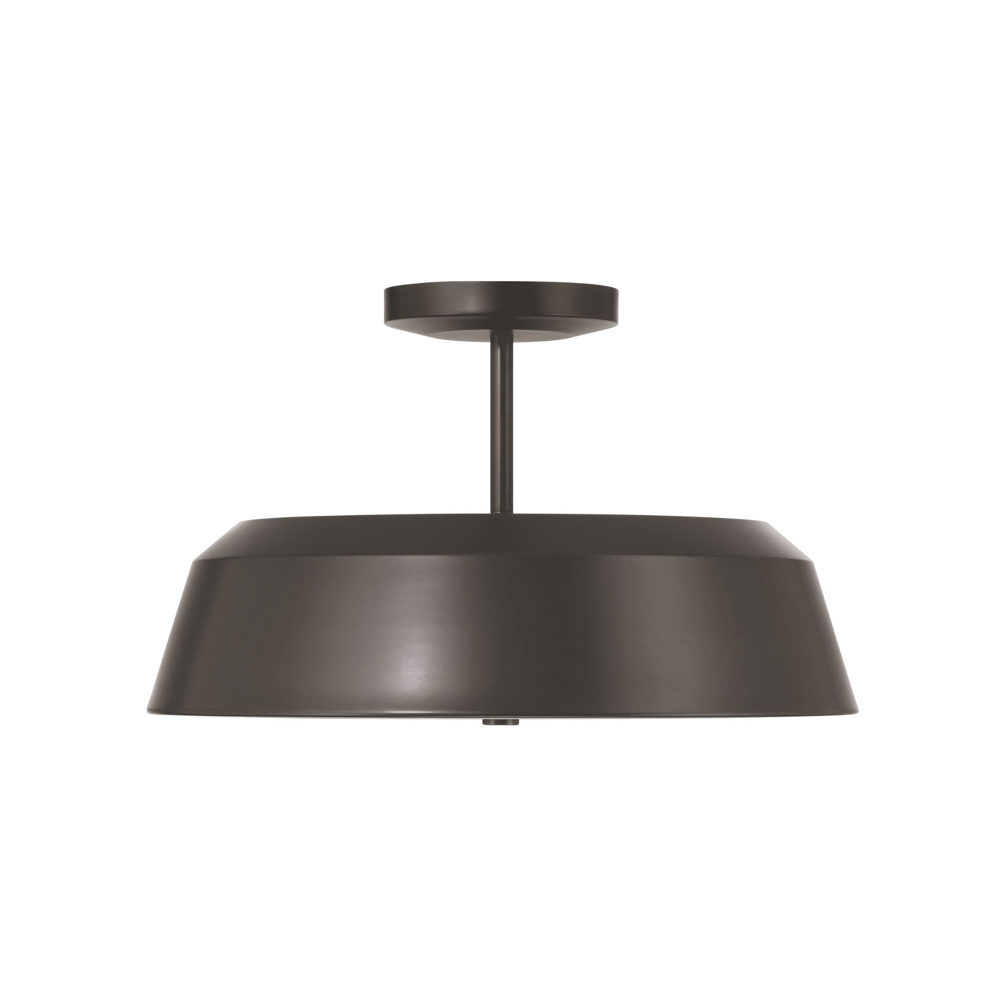 Minka-Lavery Trellwyn 15 in. 3-Light Semi-Flush Mount, Plated Dark Bronze with Etched White Glass