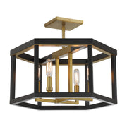 Union Estates 18" 4-Light Semi-Flush Mount, Coal & Soft Brass Finish