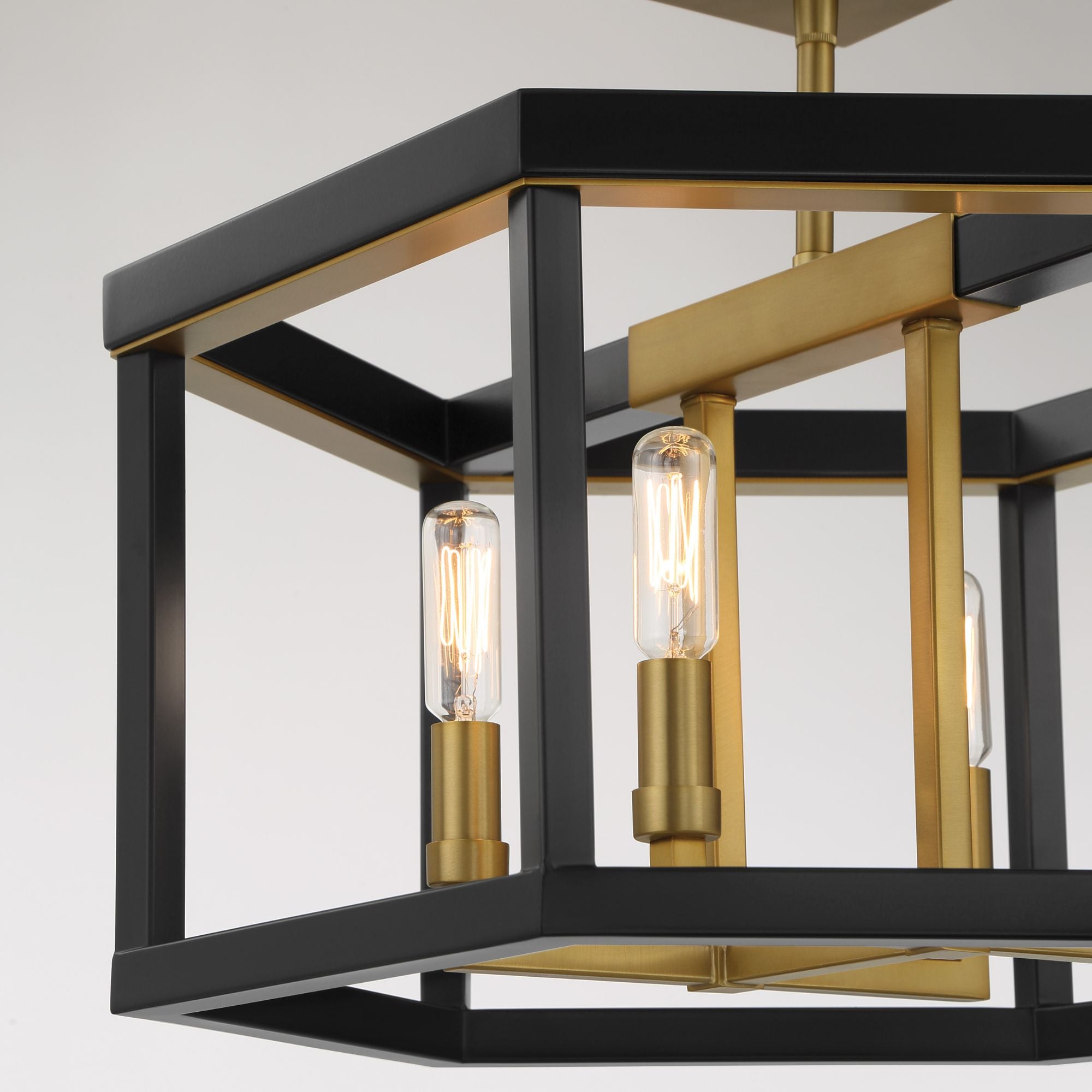 Union Estates 18" 4-Light Semi-Flush Mount, Coal & Soft Brass Finish
