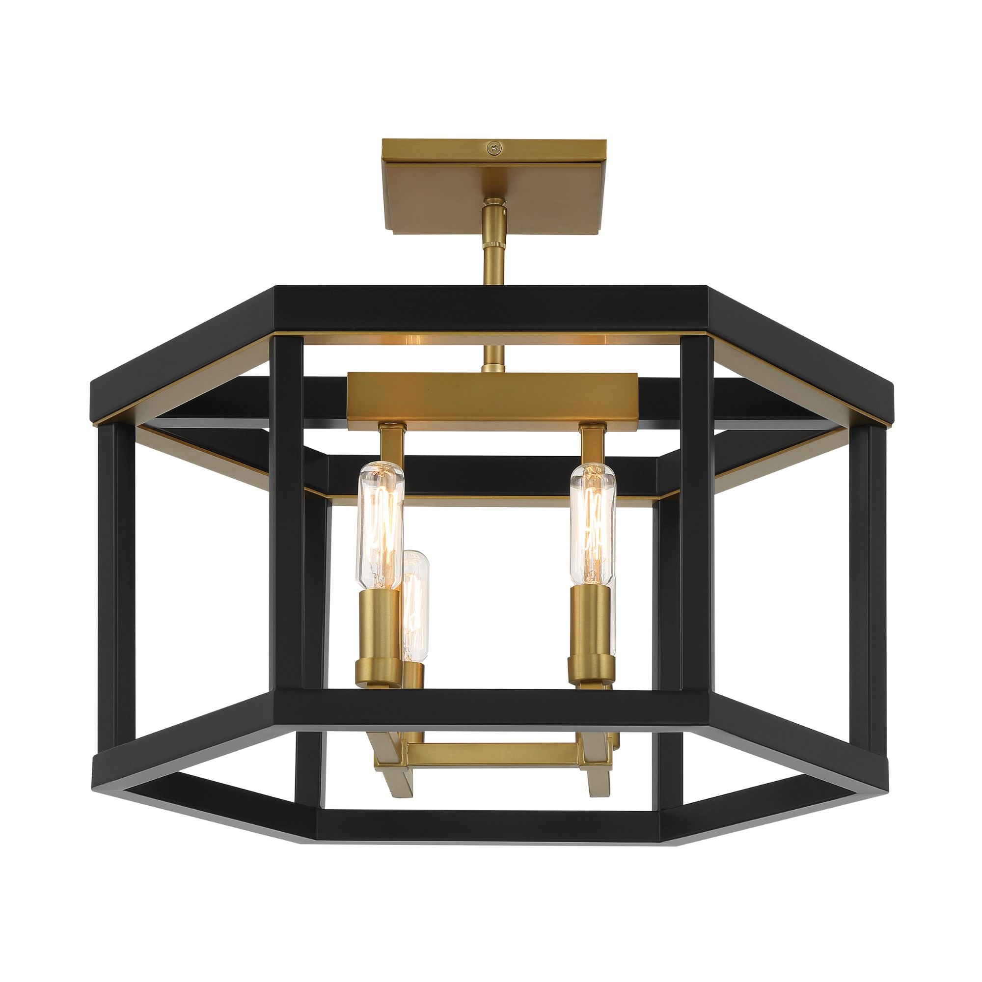 Union Estates 18" 4-Light Semi-Flush Mount, Coal & Soft Brass Finish