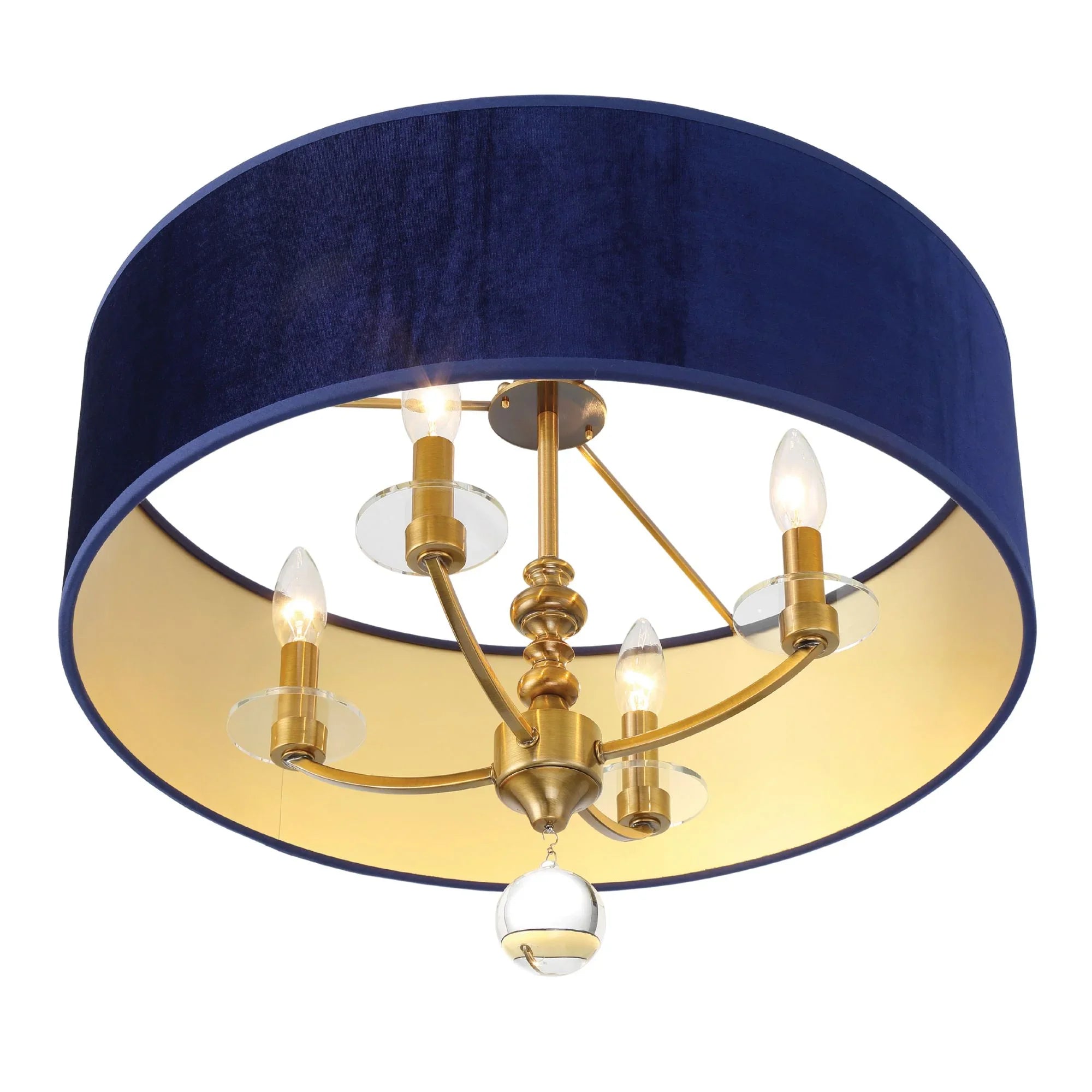 Van Noord 21" 4-Light Semi-Flush Mount, Oxidized Aged Brass Finish