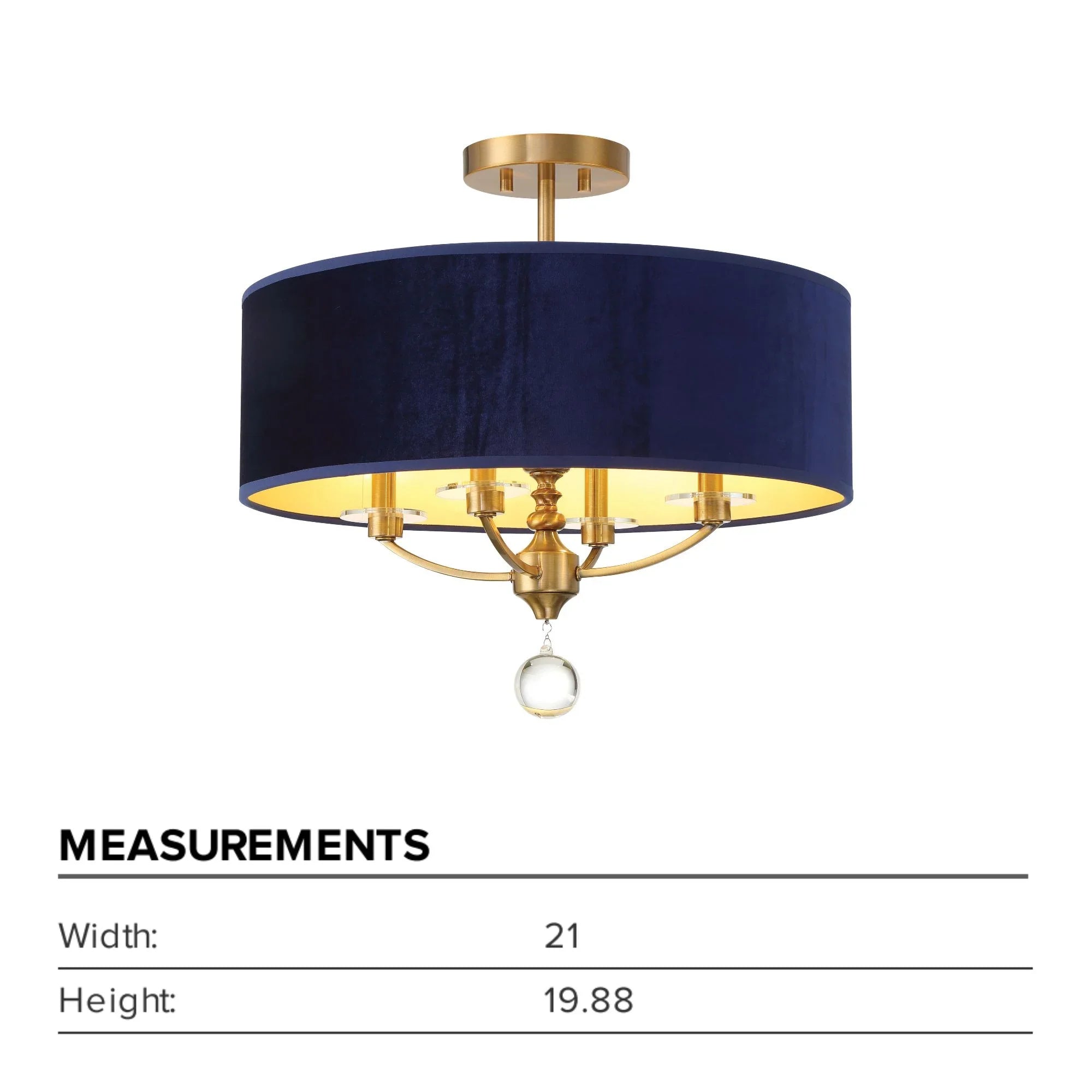 Van Noord 21" 4-Light Semi-Flush Mount, Oxidized Aged Brass Finish