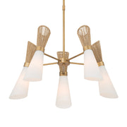 Minka-Lavery Vantrel 26.25 in. 5-Light Chandelier, Legacy Brass with Etched Opal Glass