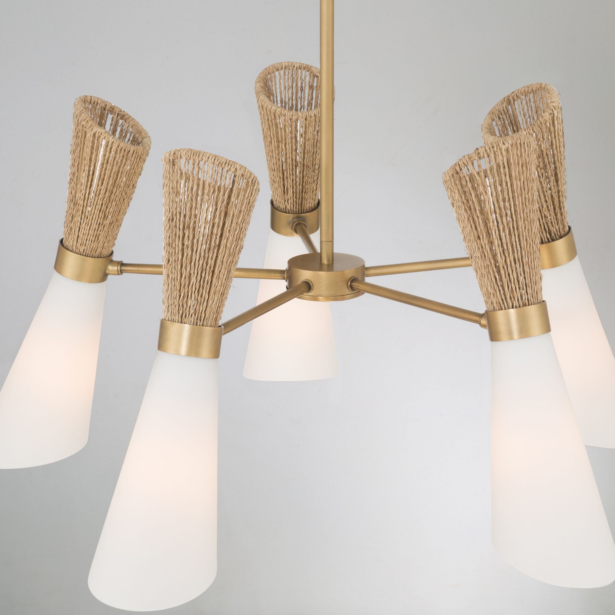 Minka-Lavery Vantrel 26.25 in. 5-Light Chandelier, Legacy Brass with Etched Opal Glass